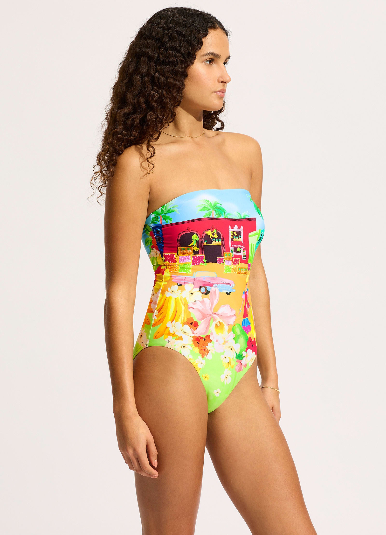 Cuba Bandeau One Piece - Turquoise - Turquoise view 2