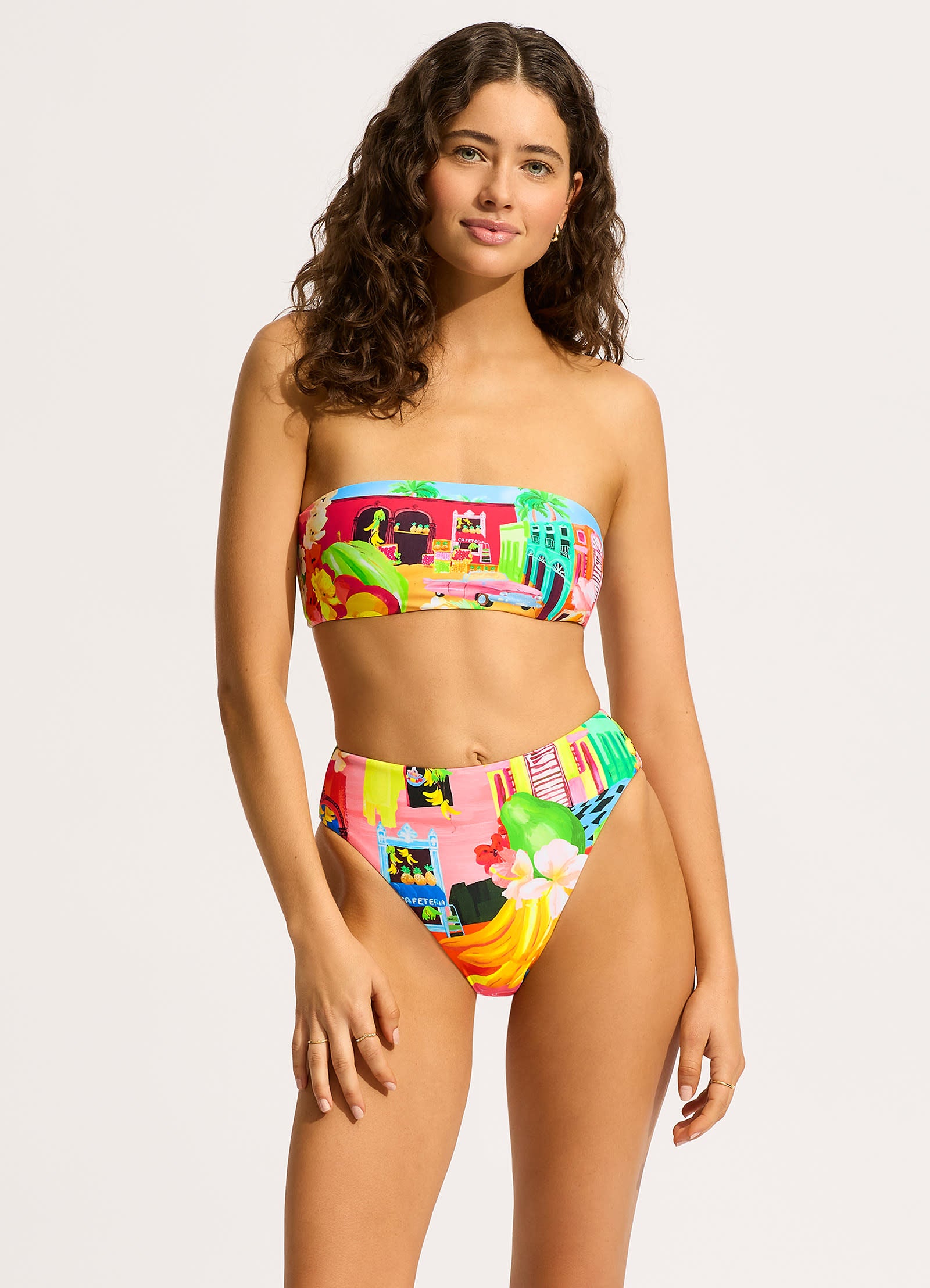 Cuba High Rise Bikini Bottom - Turquoise - Turquoise