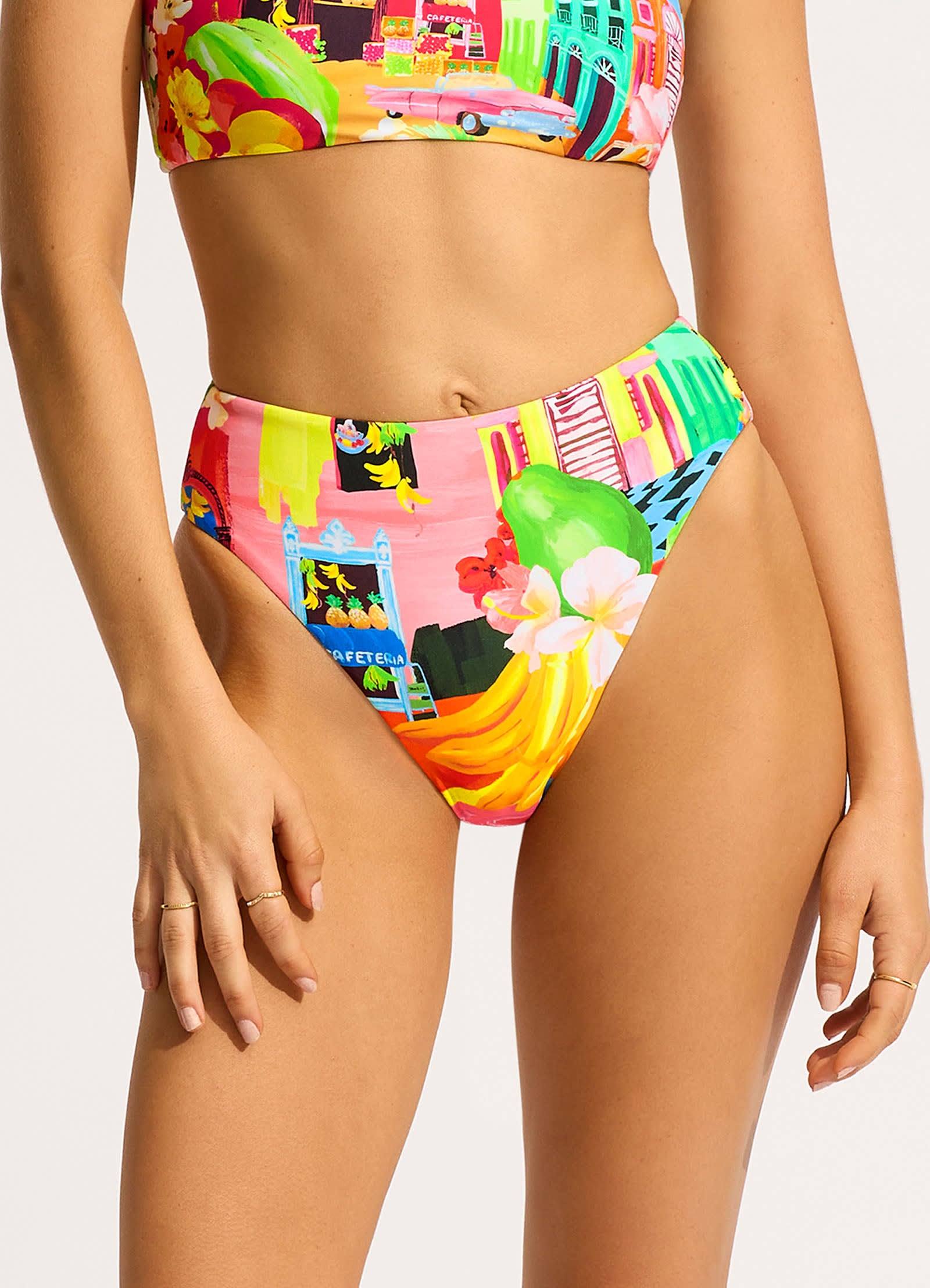 Cuba High Rise Bikini Bottom - Turquoise - Turquoise view 2