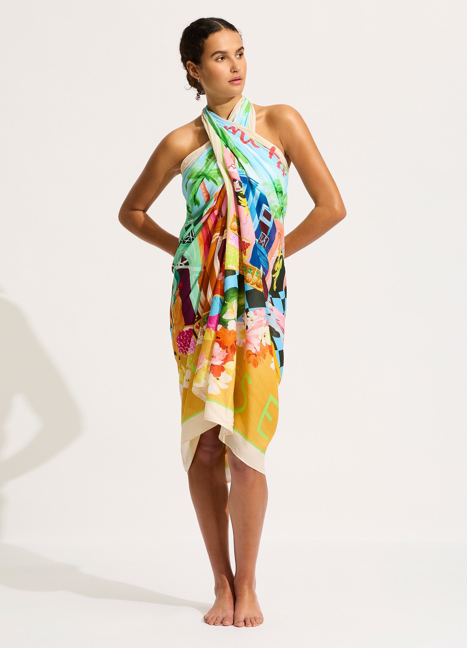 Cuba Sarong - Turquoise - Turquoise view 5