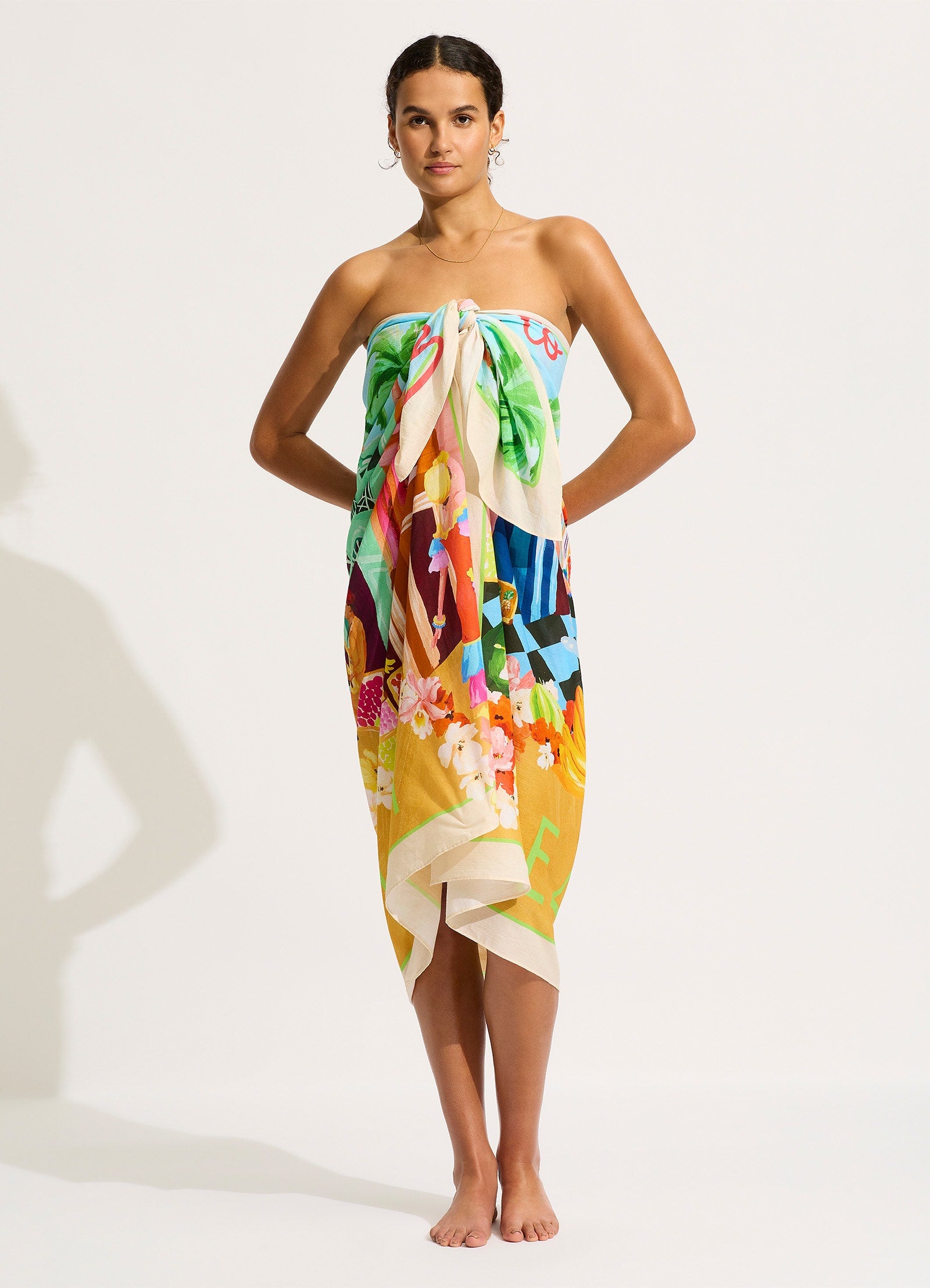 Cuba Sarong - Turquoise - Turquoise view 6