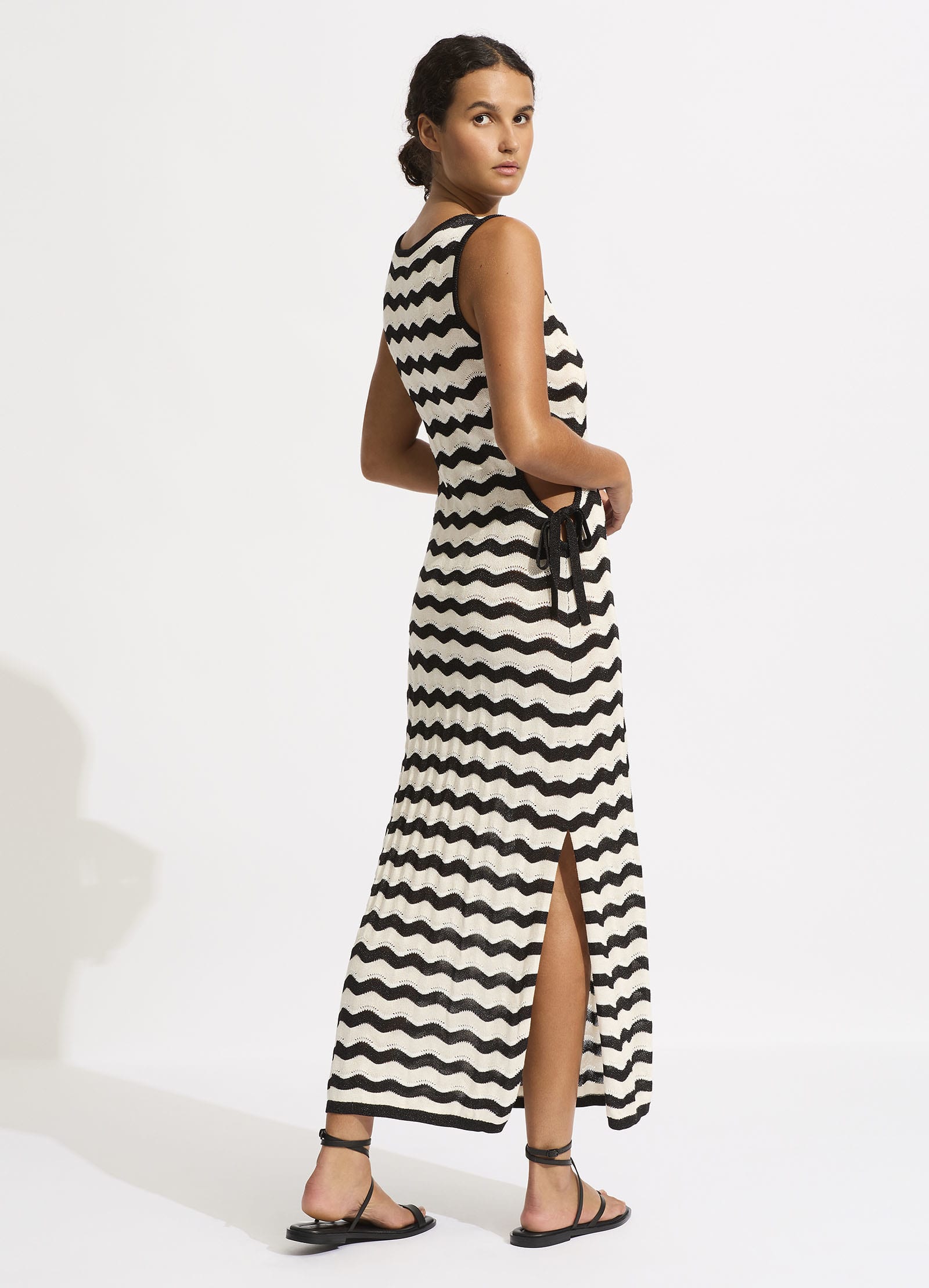 Cut Out Knit Maxi Dress - Black - Black view 4