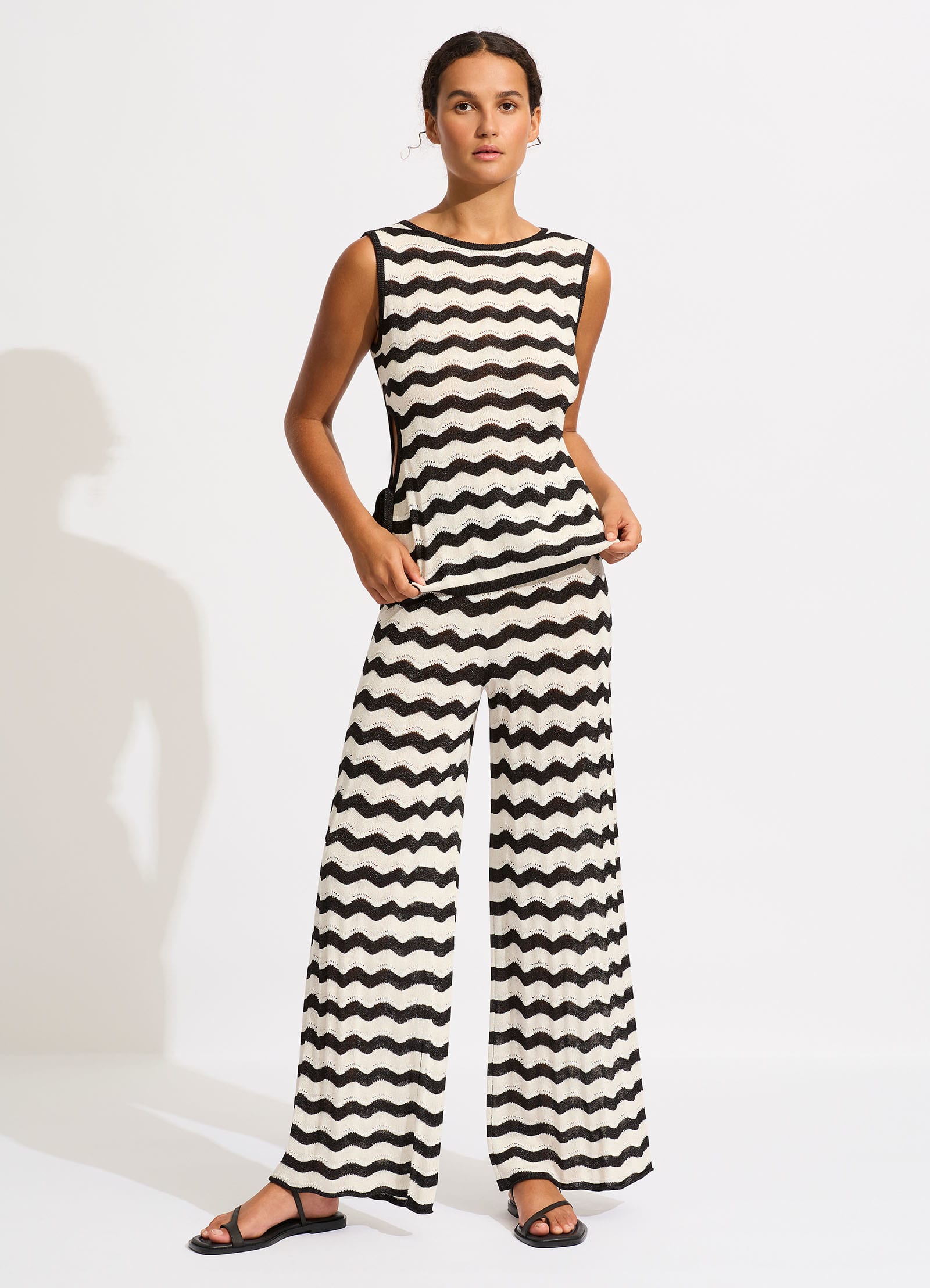Cut Out Knit Top - Black - Black