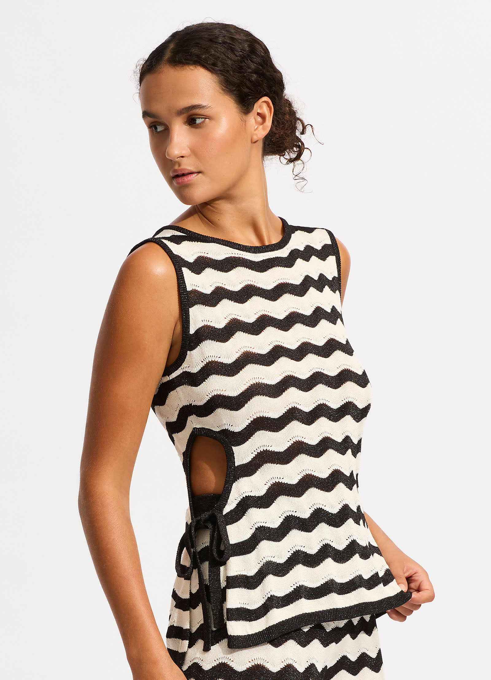 Cut Out Knit Top - Black - Black view 2