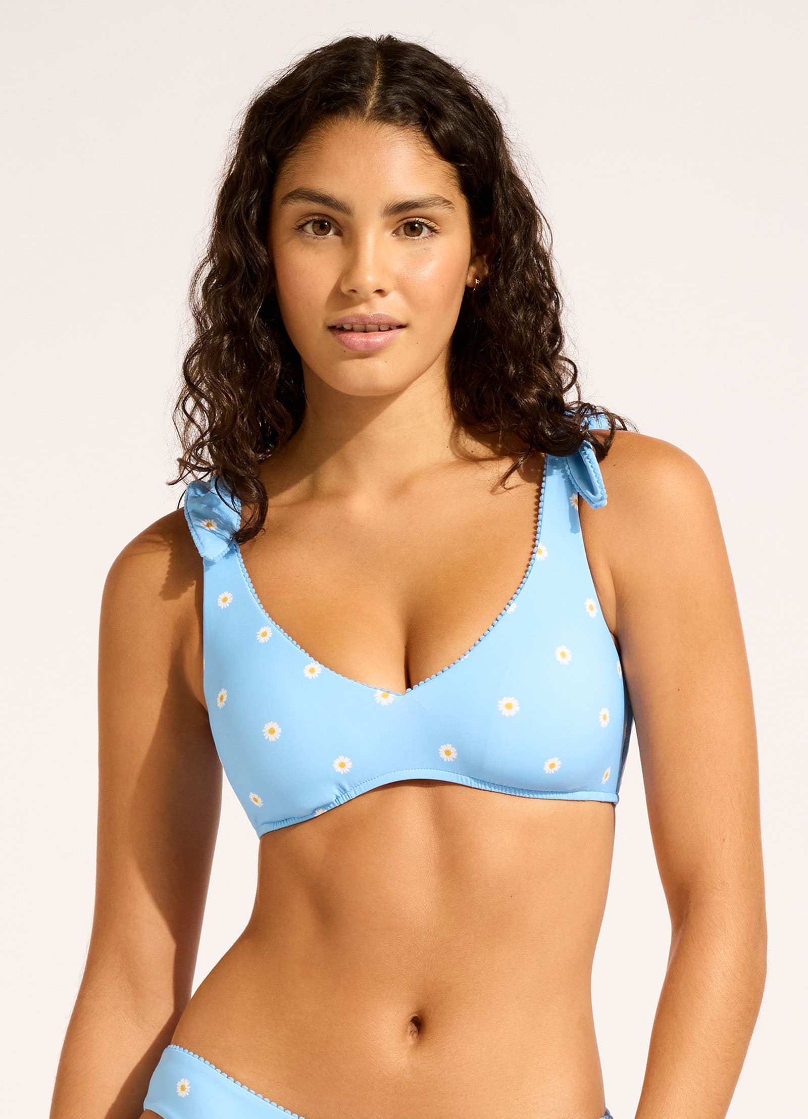 Daisy Chain Sweetheart Tank Bikini Top - Powder Blue view 2