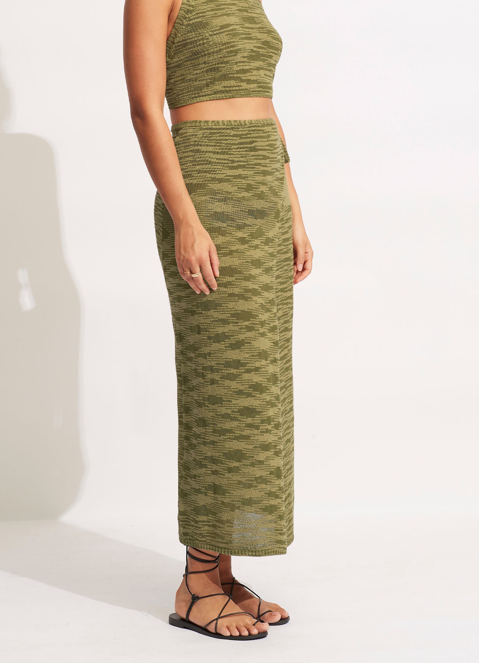 Daybreak Knit Skirt  - Olive - Olive view 3