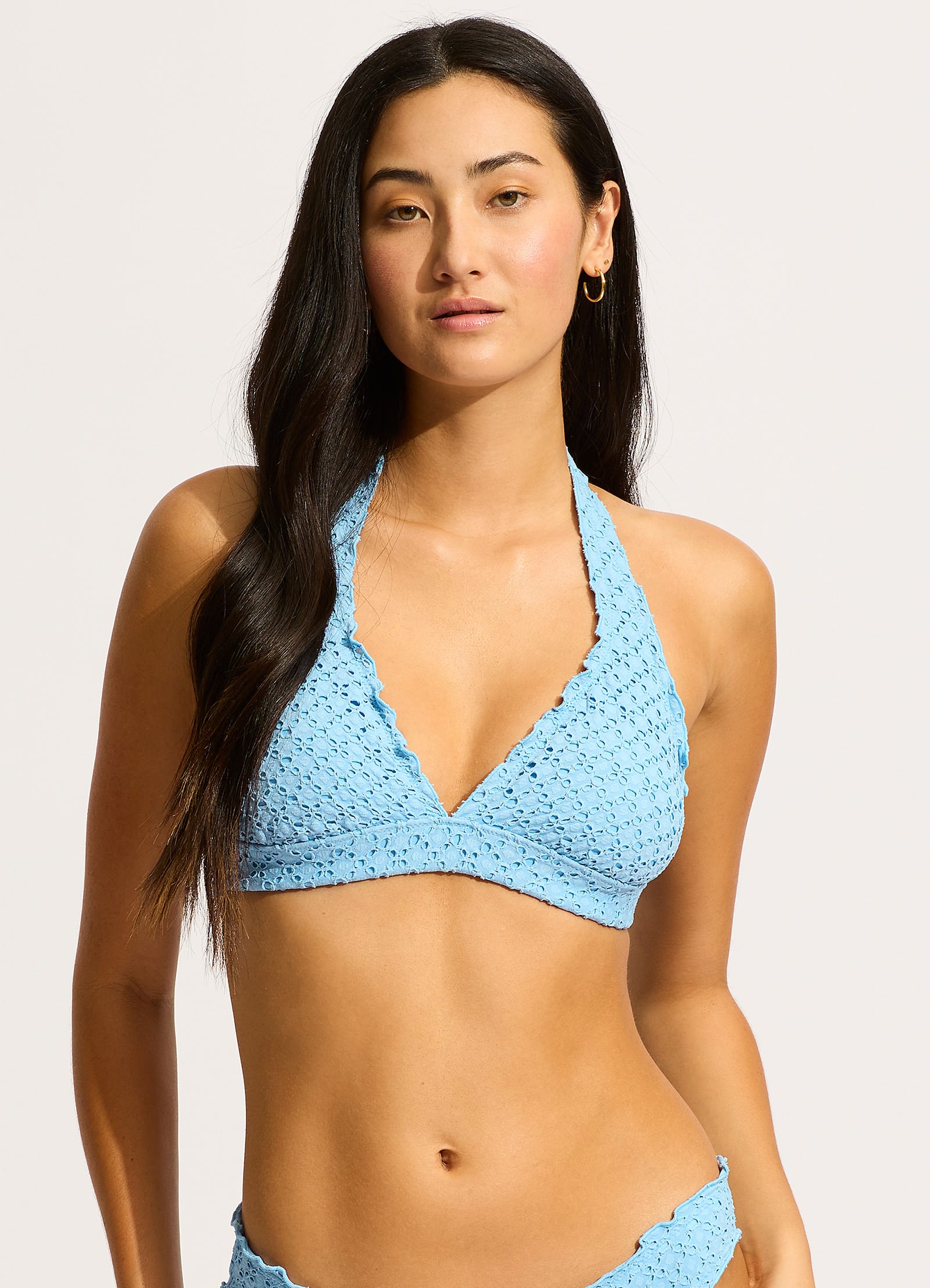 Daydreamer Multi Fit Longline Triangle Bikini Top  - Powder Blue - Powder Blue view 2