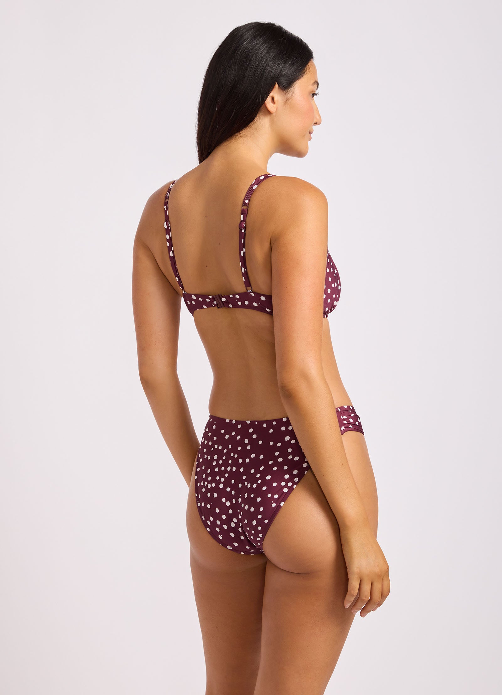 Dolce Dot Ruched Bralette Bikini Top - Dark Burgundy view 4