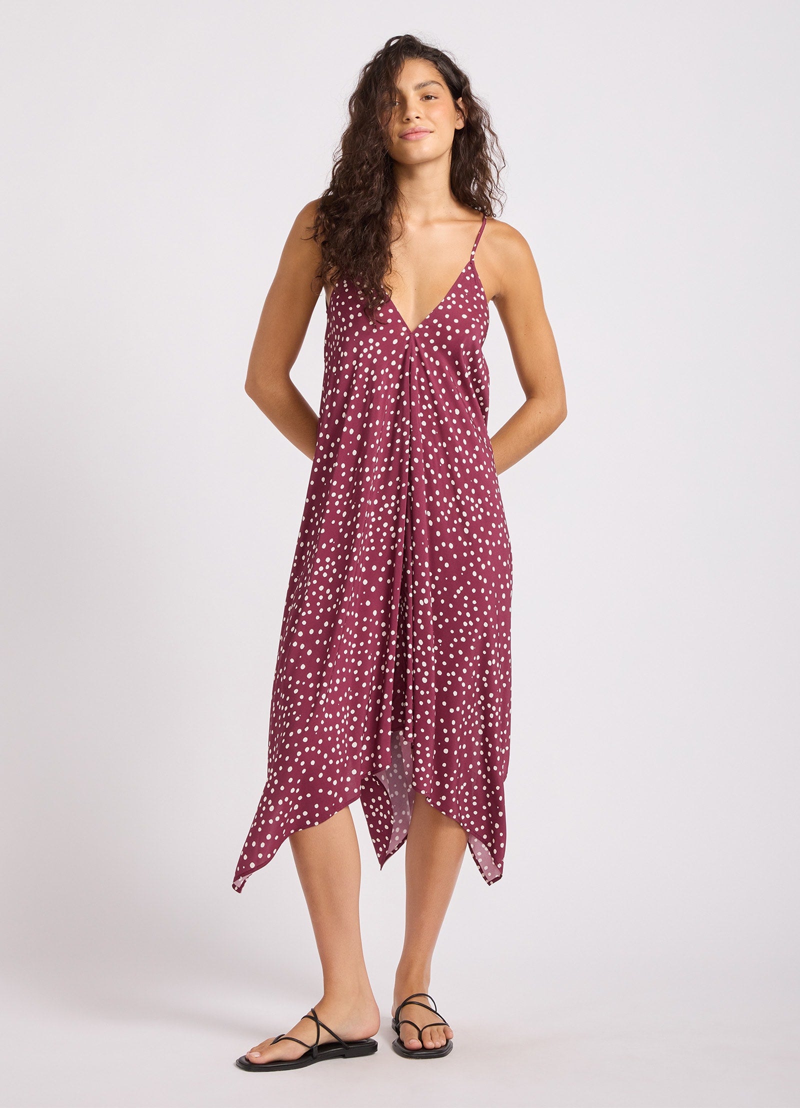 Dolce Dot Scarf Dress - Dark Burgundy