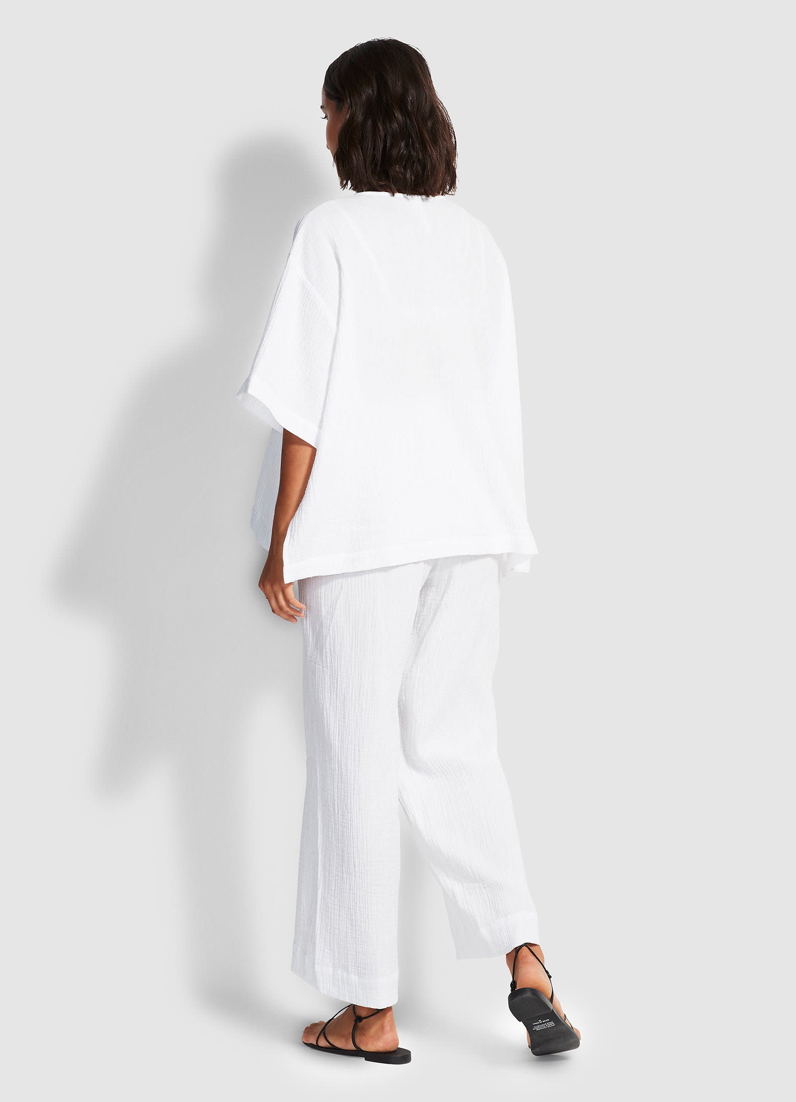 Double Cloth Shirred Pants - White - White view 4