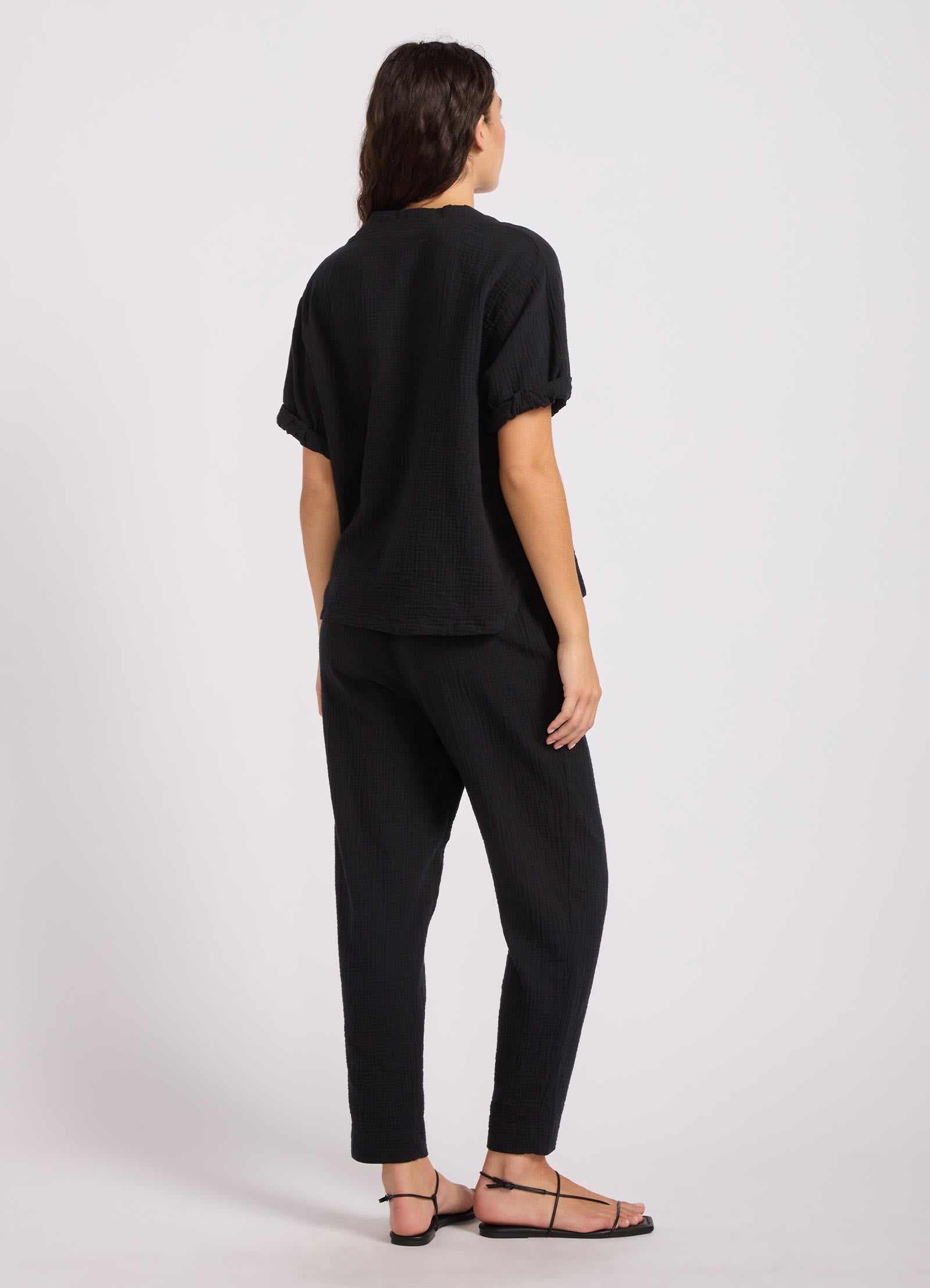 Double Gauze Tapered Pant - Black view 4