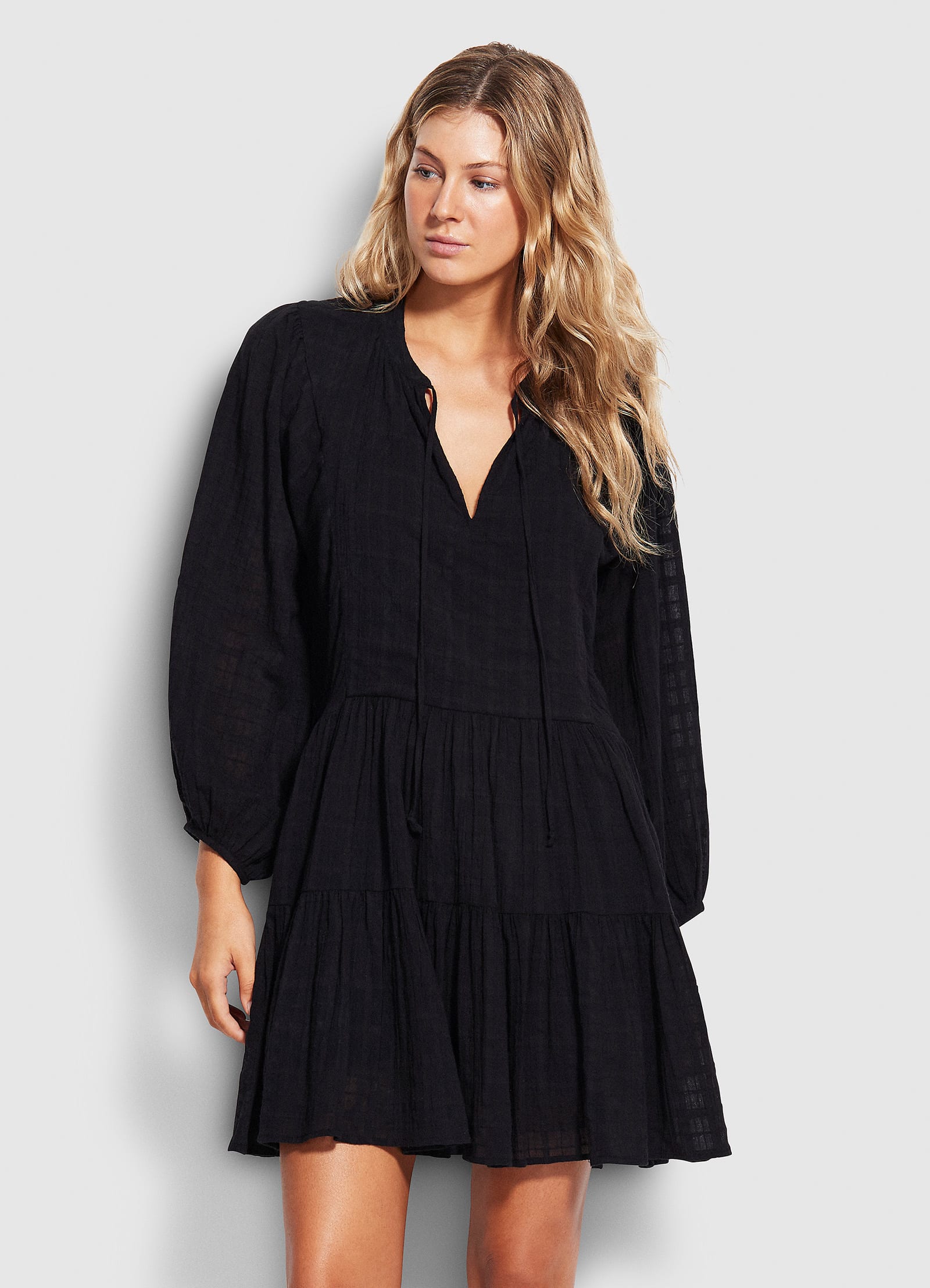 Drifter Tiered Dress - Black - Black view 2