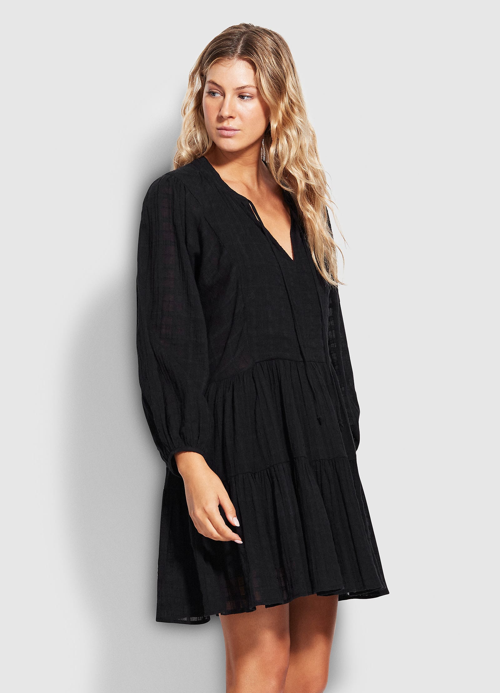 Drifter Tiered Dress - Black - Black view 3