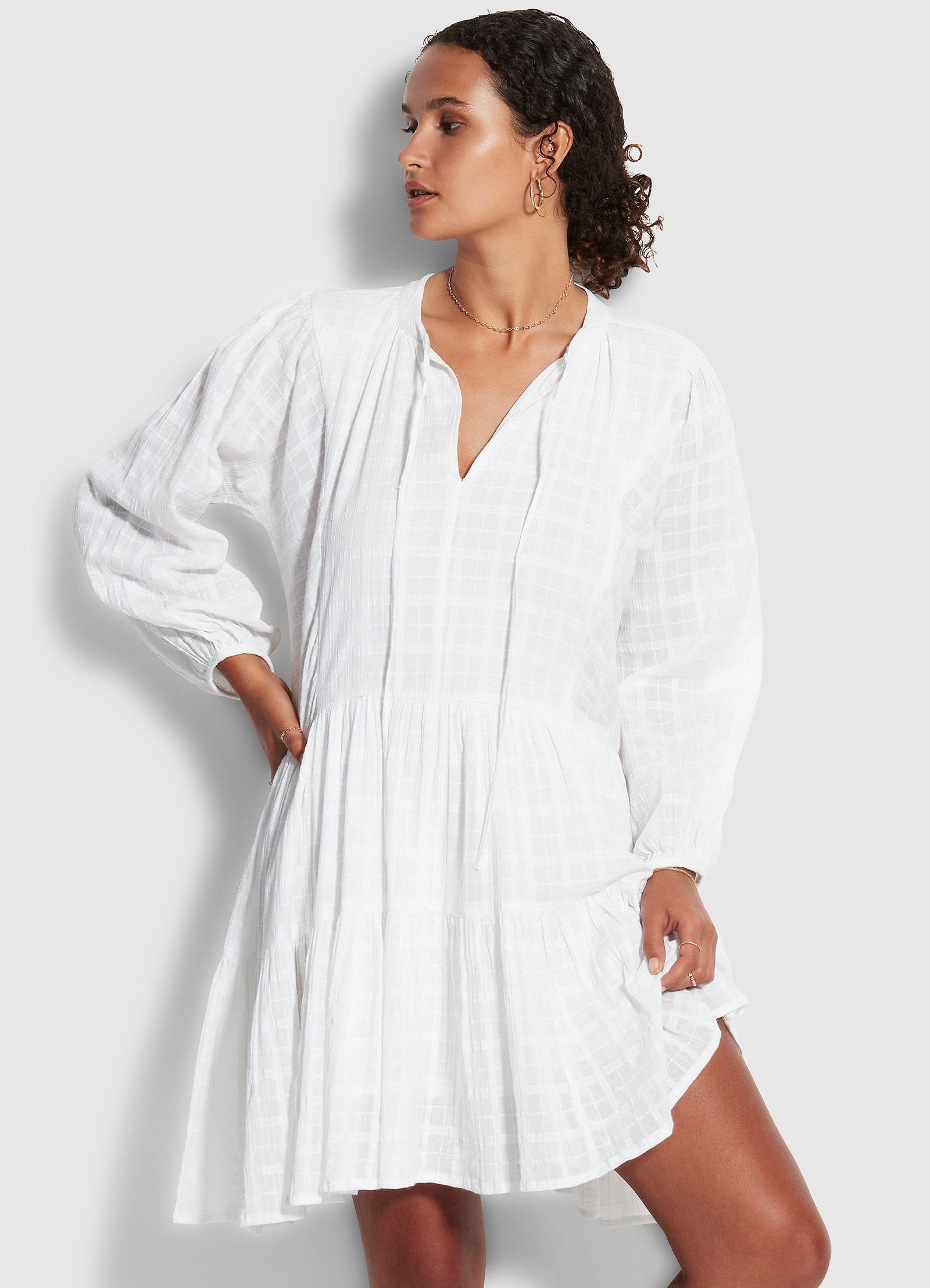 Drifter Tiered Dress - White - White view 4