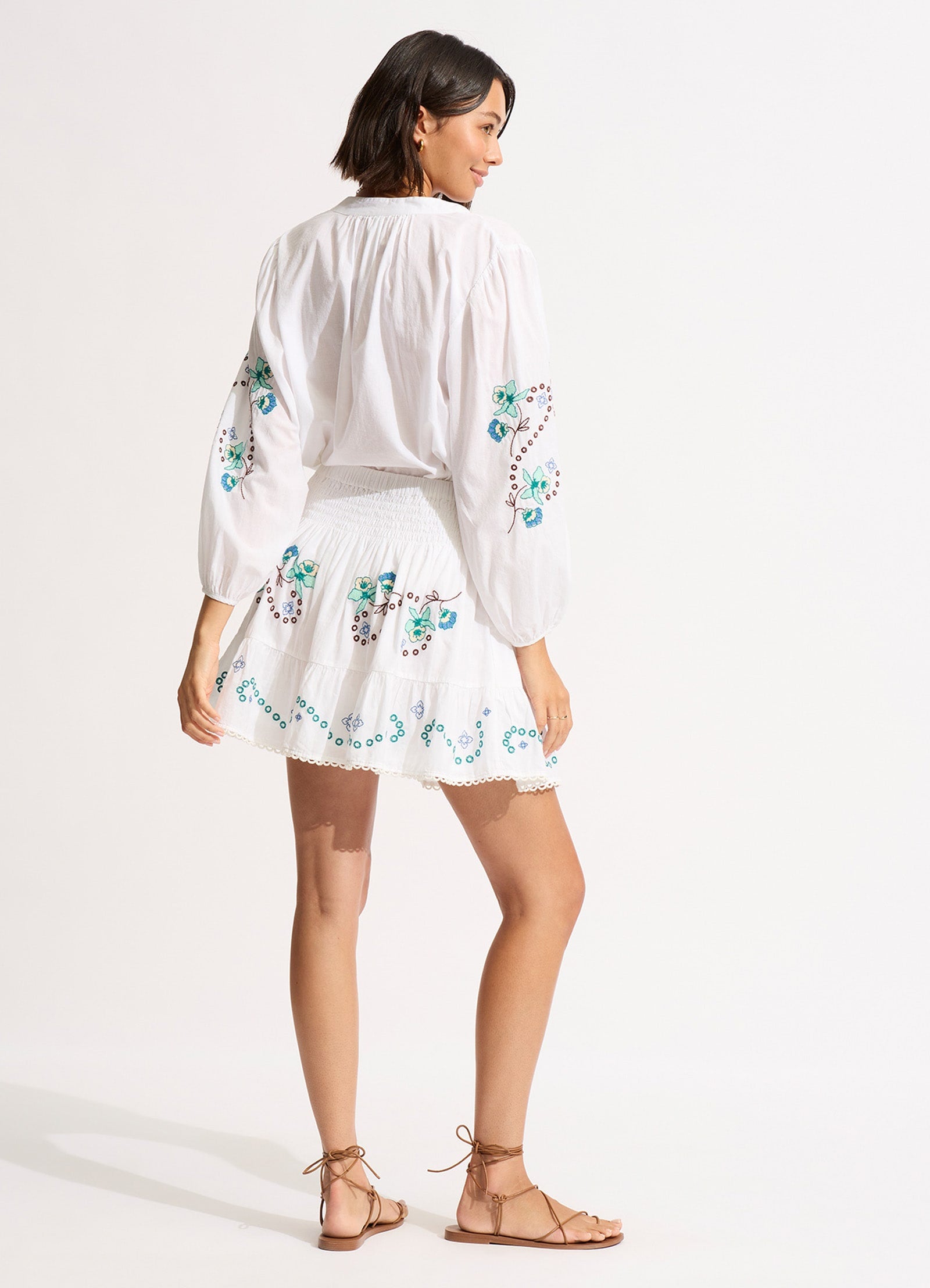 Eden Embroidery Skirt - White - White view 4