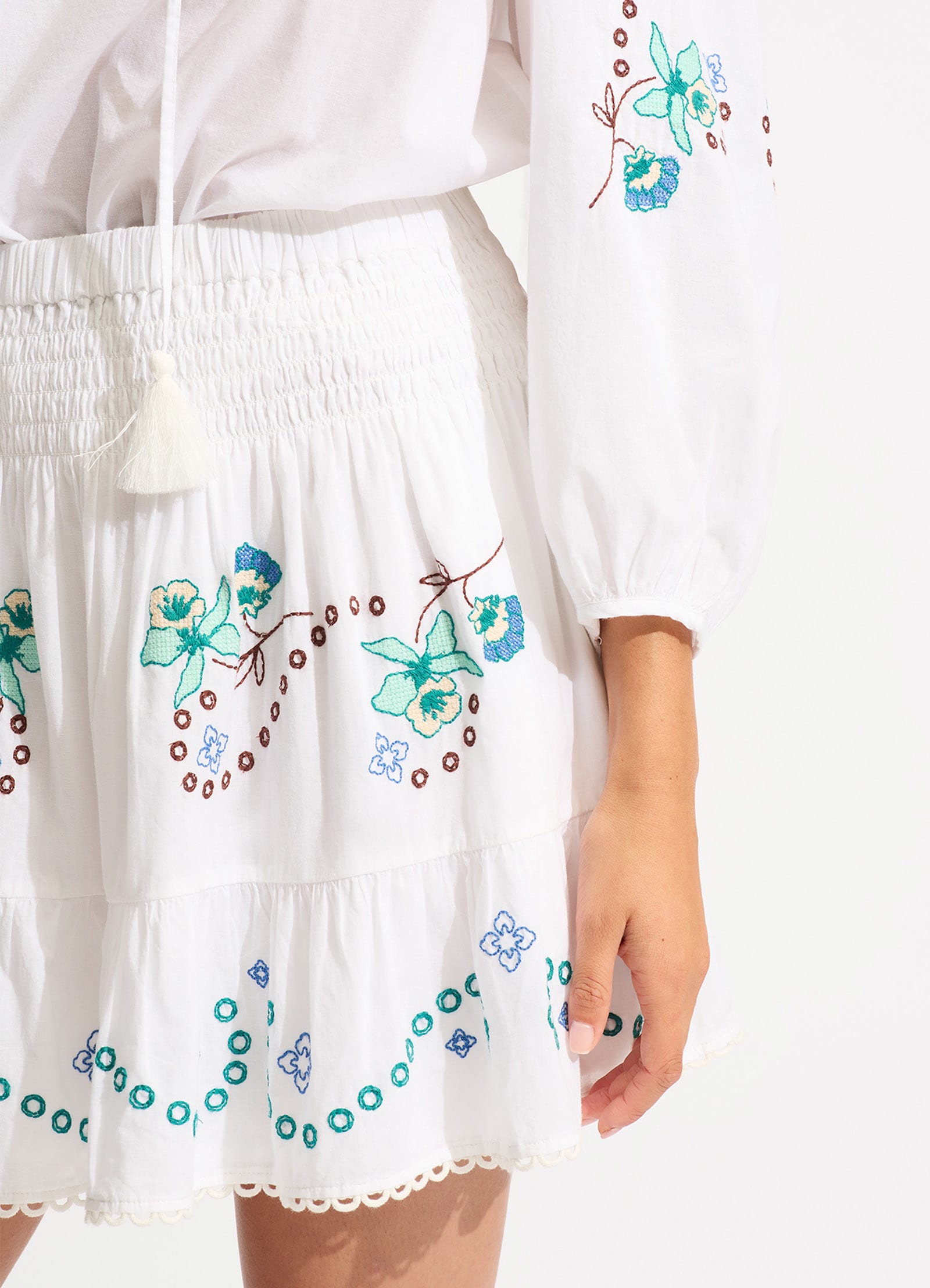 Eden Embroidery Skirt - White - White view 5
