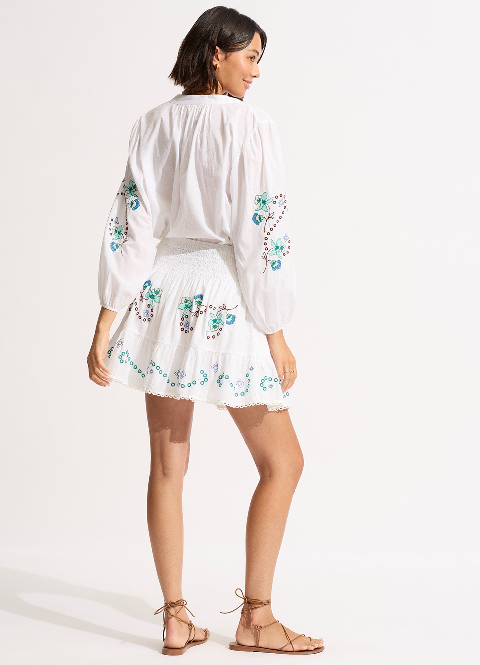 Eden Embroidery Top - White - White view 4