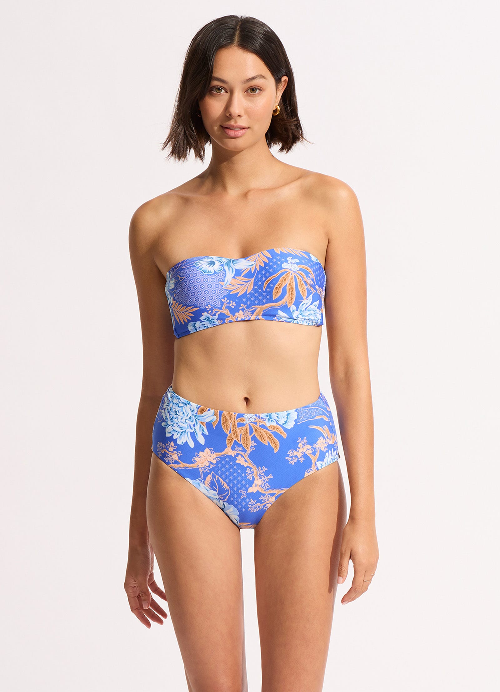 Eden High Waisted Bikini Bottom - Azure - Azure