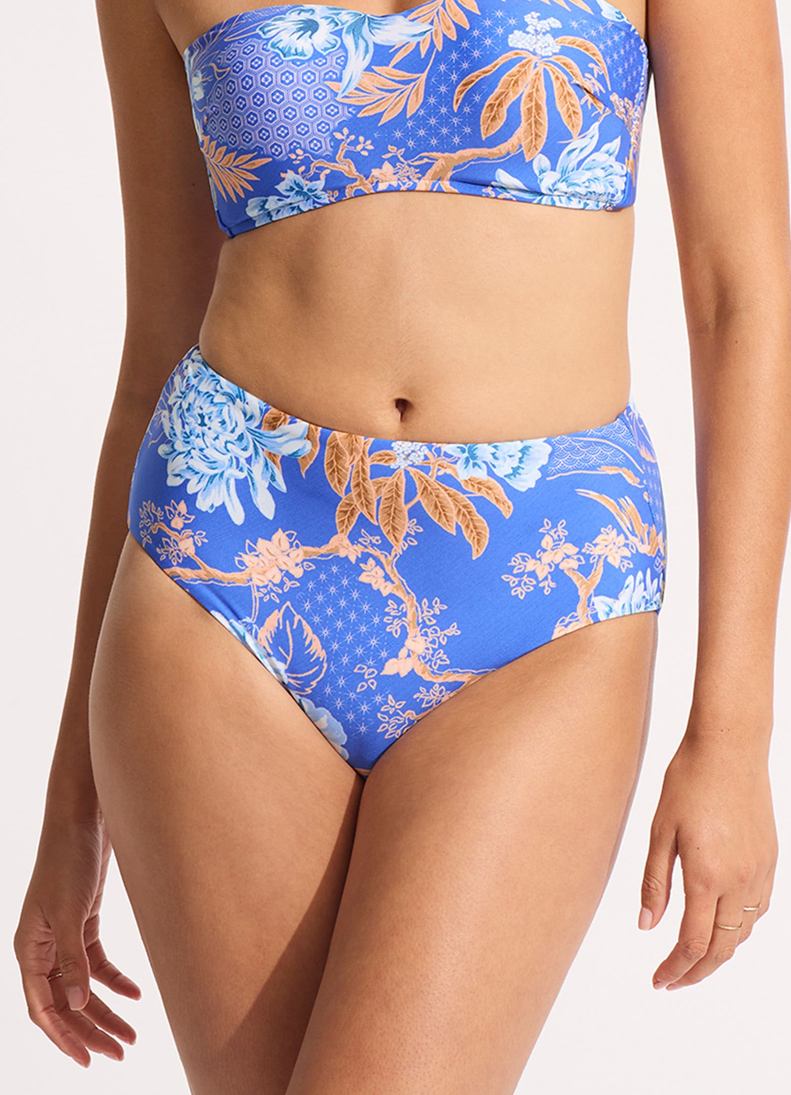 Eden High Waisted Bikini Bottom - Azure - Azure view 2