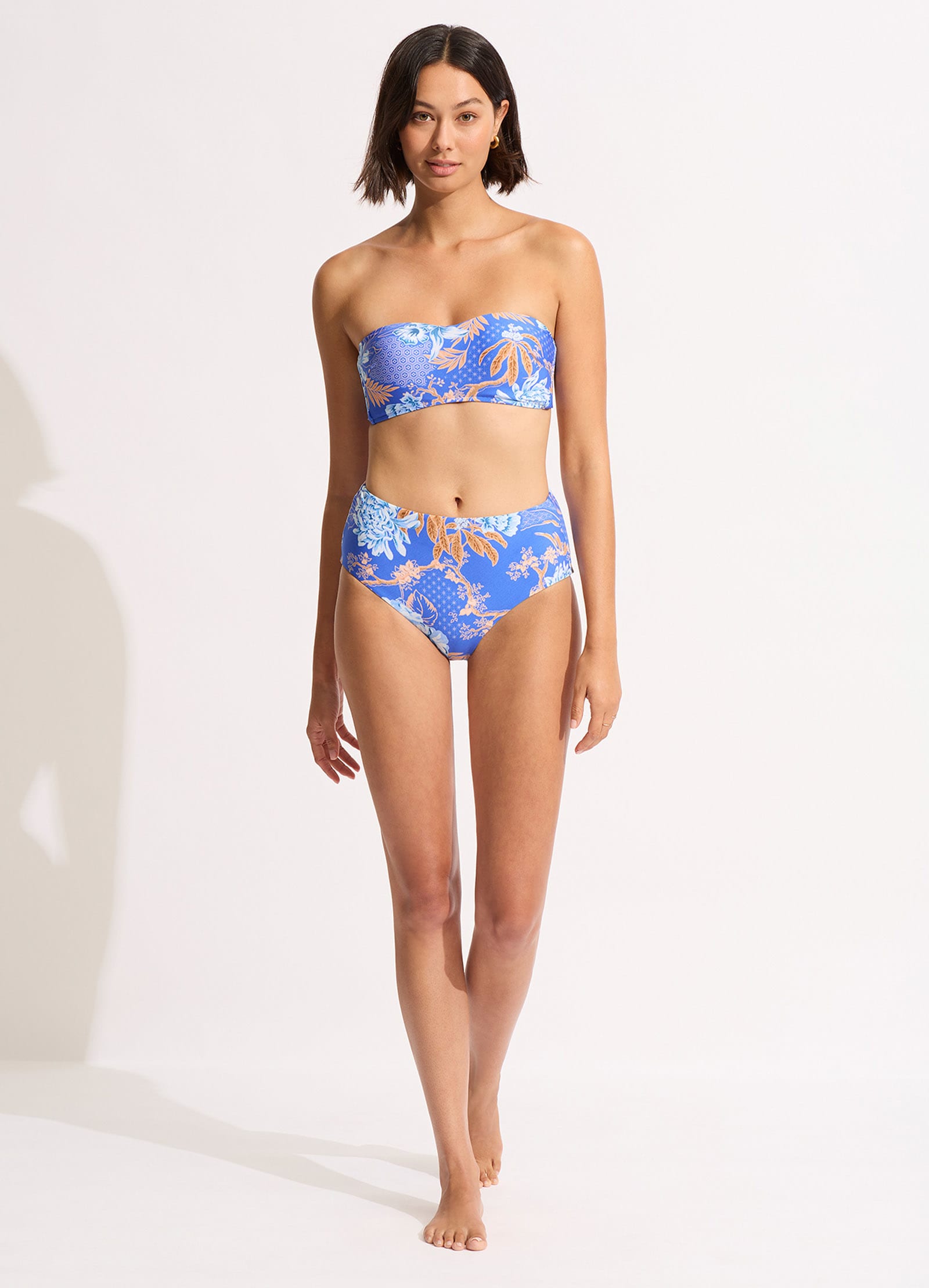 Eden High Waisted Bikini Bottom - Azure - Azure view 6