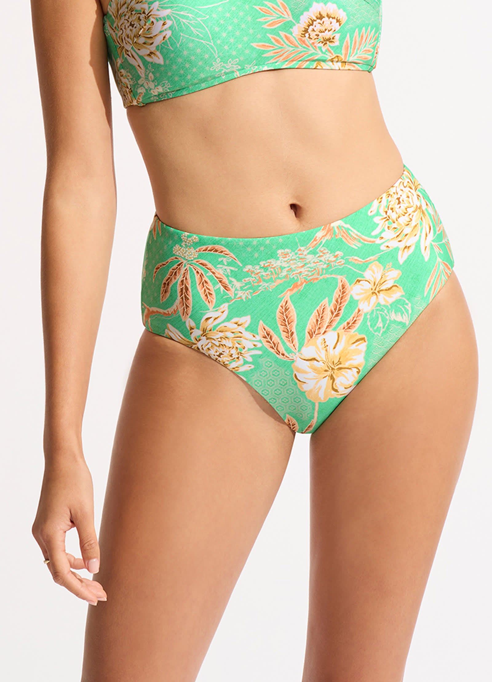 Eden High Waisted Bikini Bottom - Mint - Mint view 2