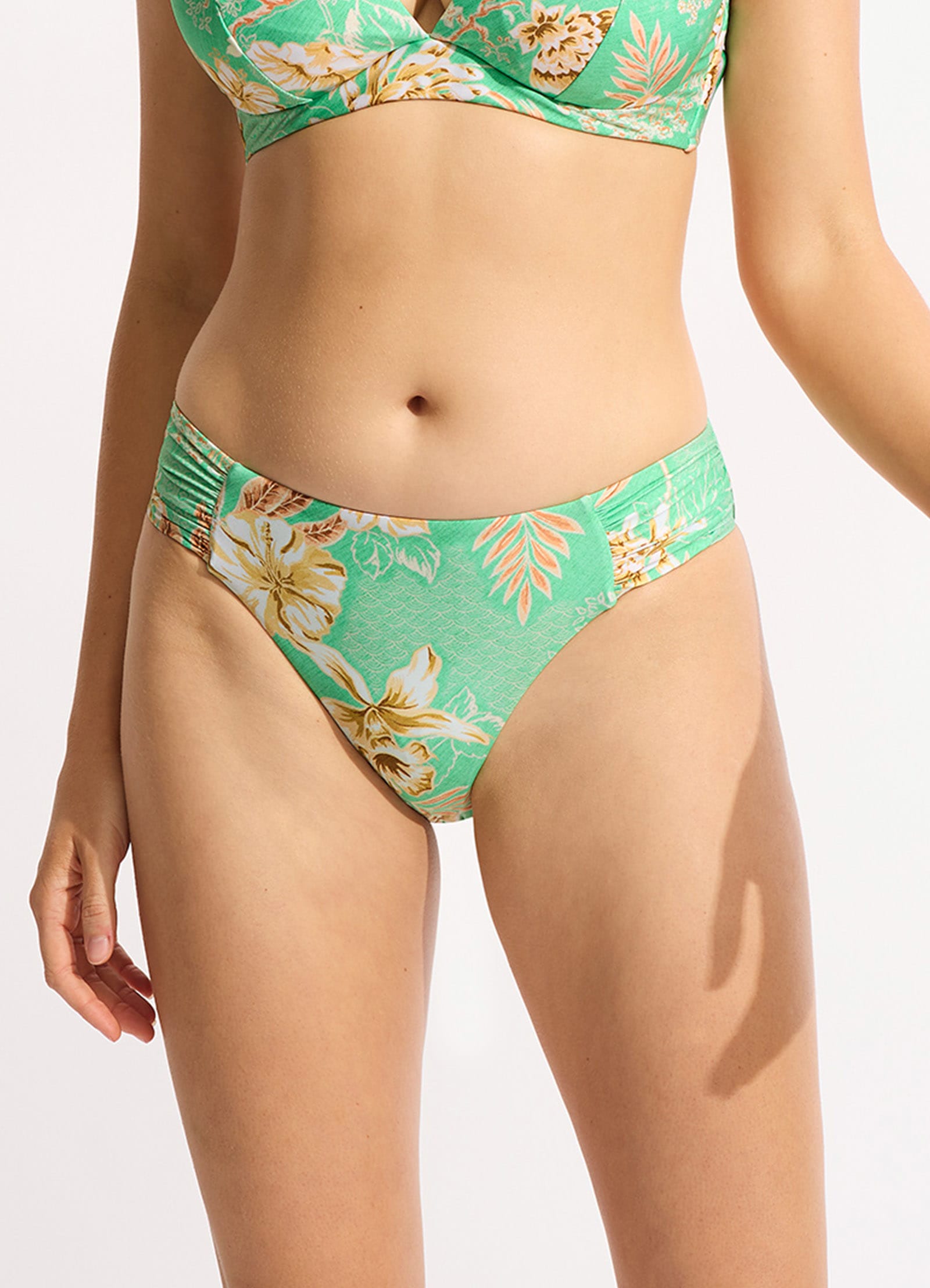Eden Ruched Side Retro Bikini Bottom - Mint - Mint view 2