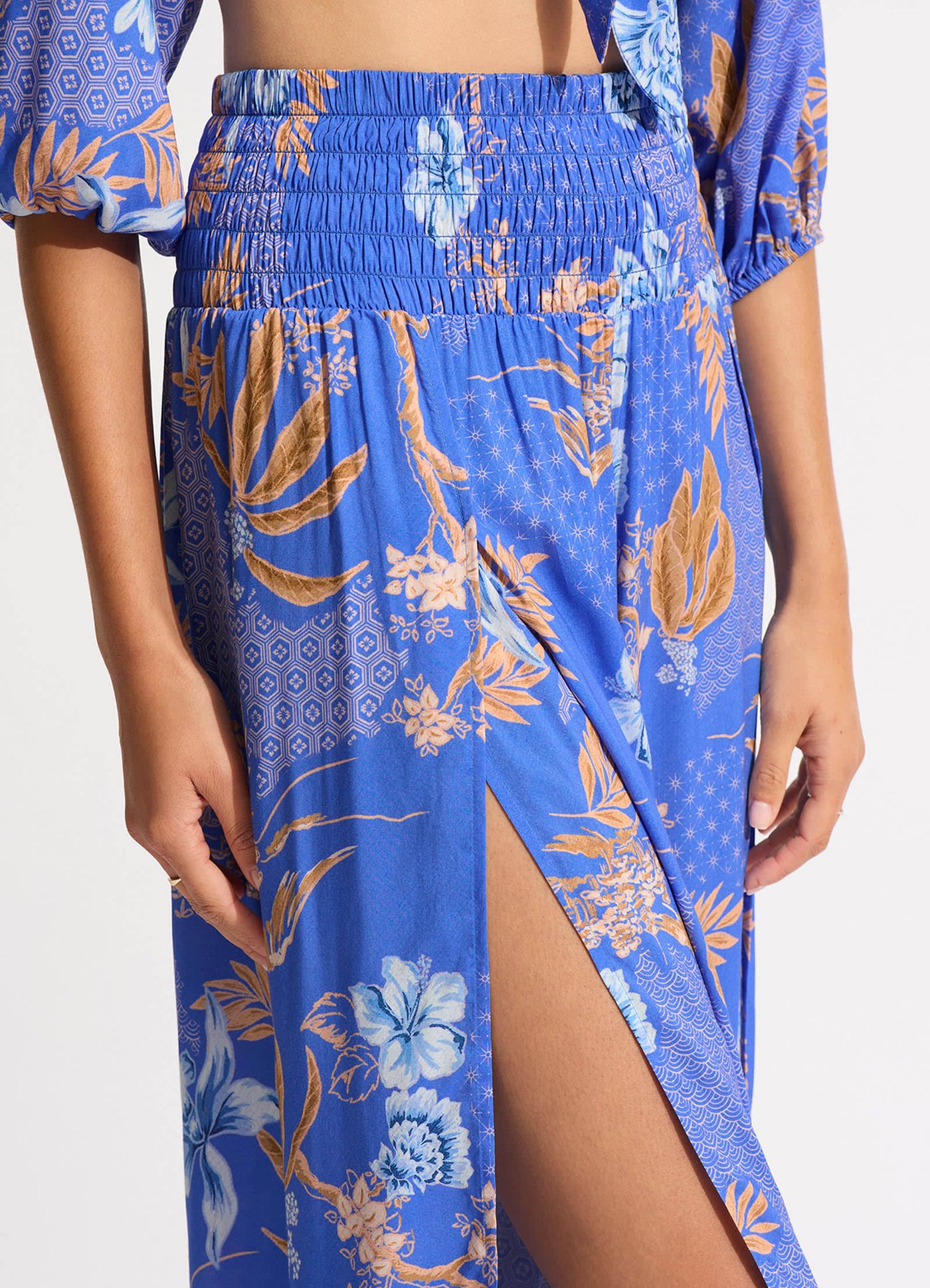 Eden Shirring Pant - Azure - Azure view 5