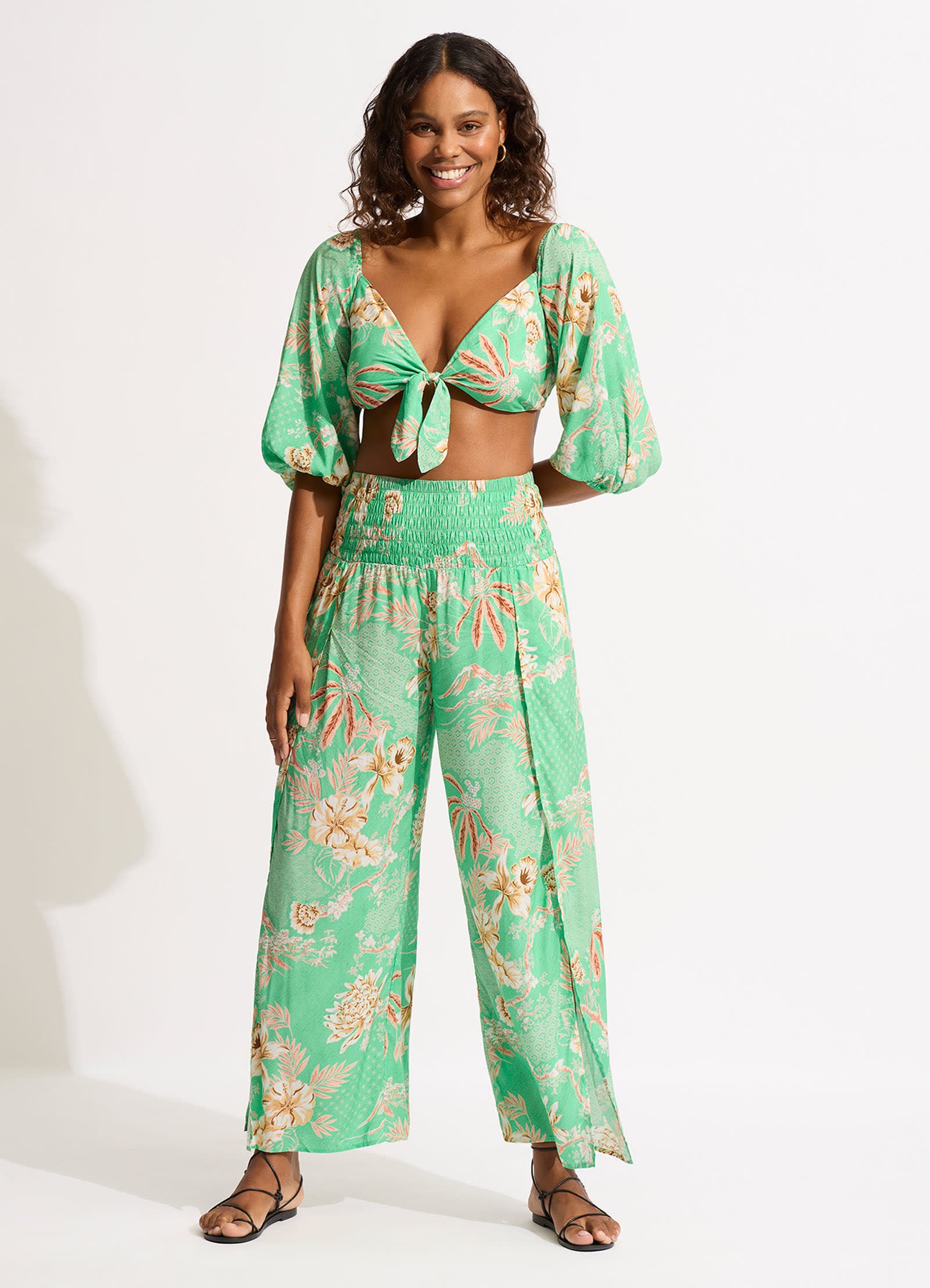Eden Shirring Pant - Mint - Mint view 3