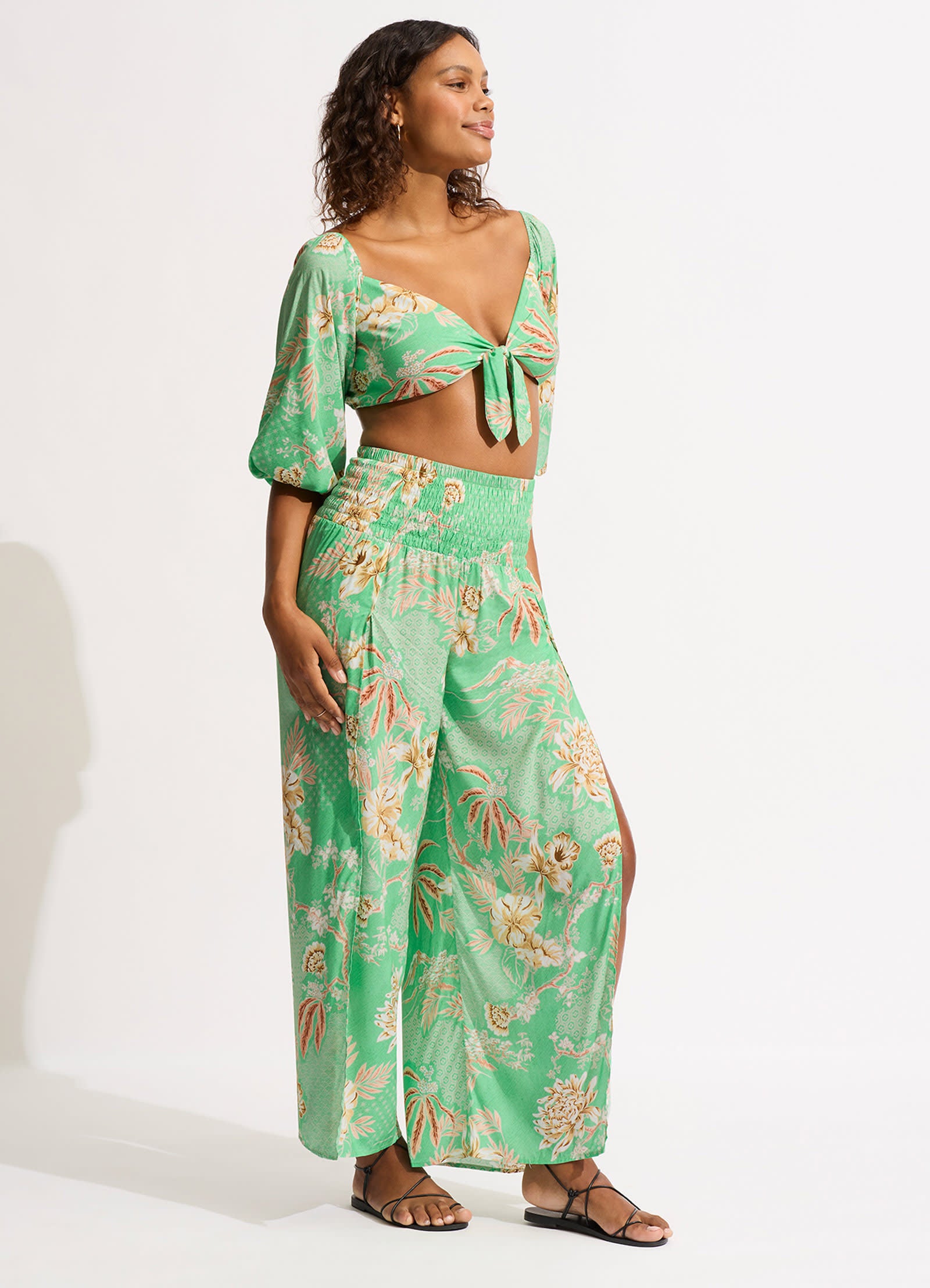 Eden Shirring Pant - Mint - Mint view 4