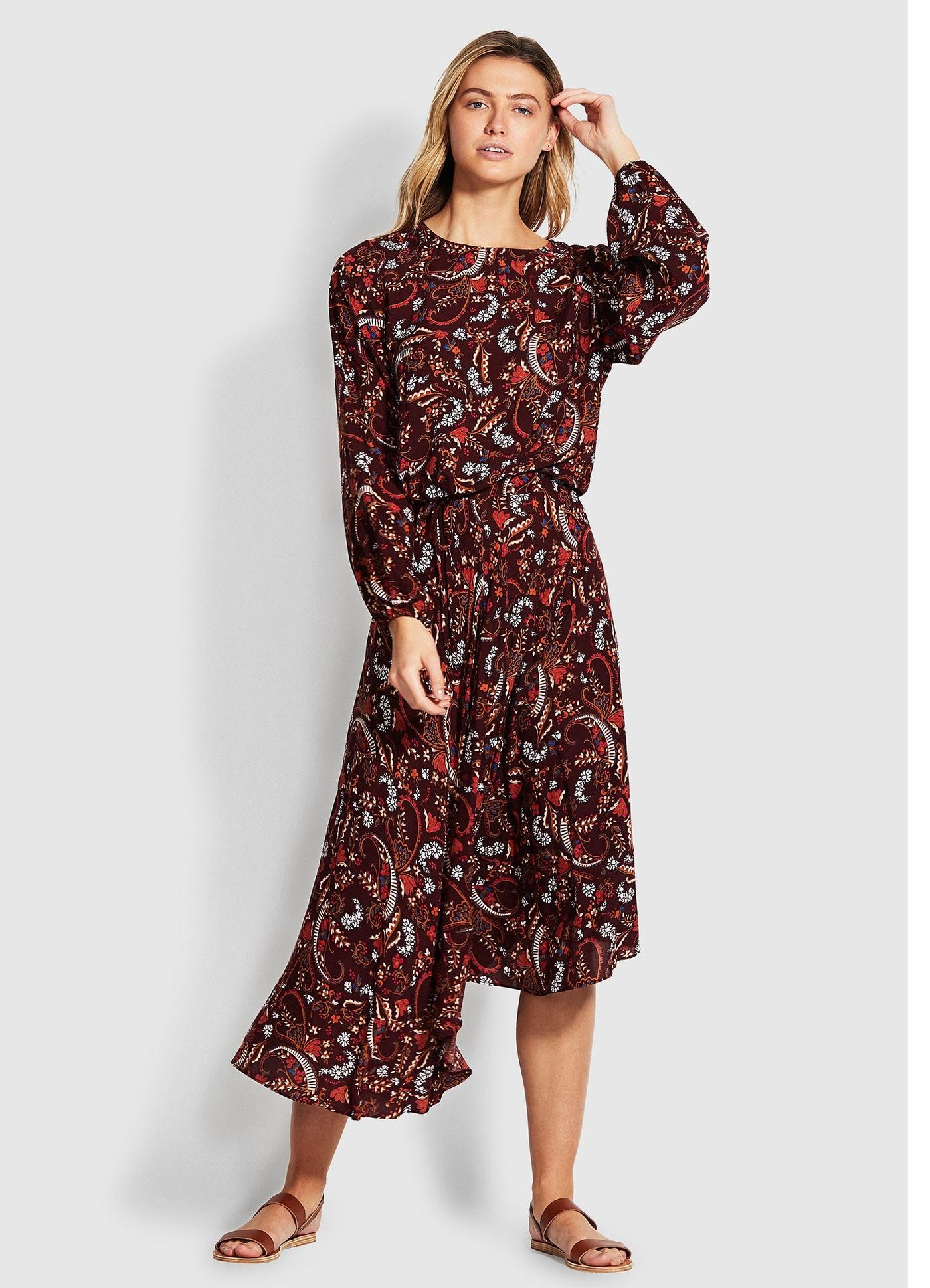 El Dorado Chloe Paisley Skirt - Maroon - Maroon