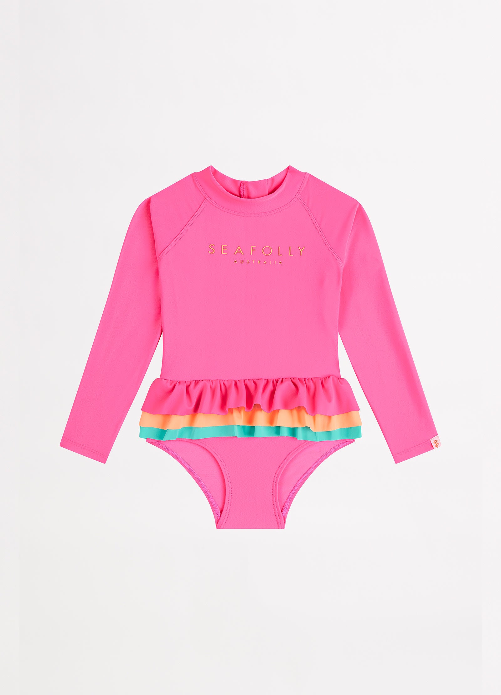 Essential Girls Colour Blocked Paddlesuit - Peony - Peony view 2