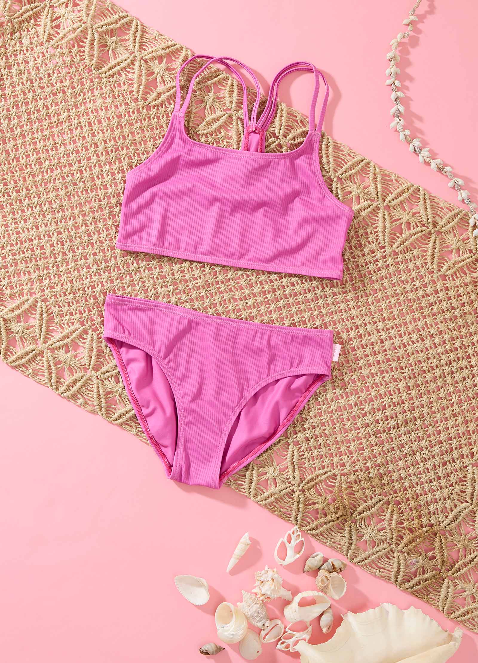 Essential Girls Multi Strap Bikini - Pink - Pink