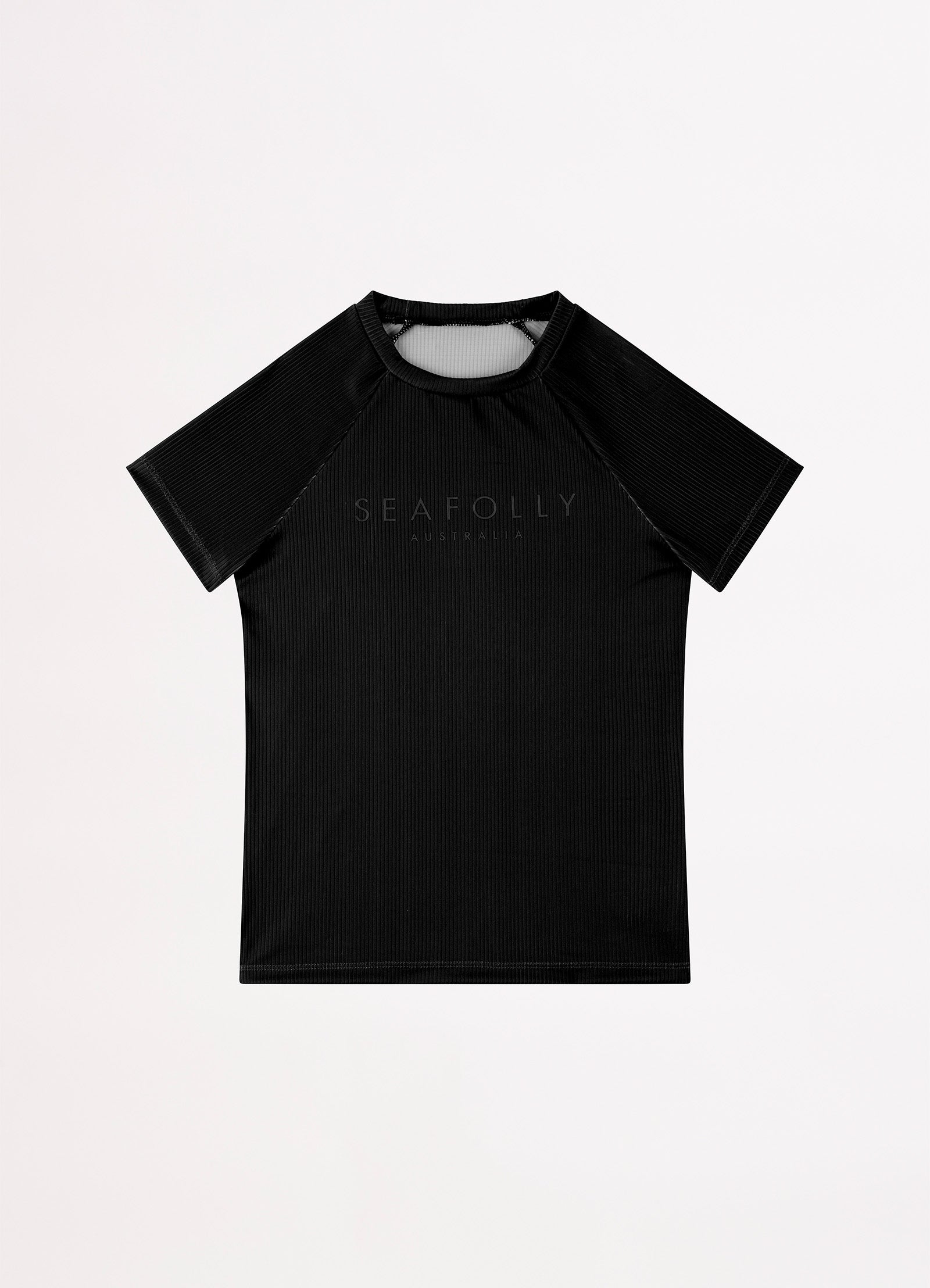 Essential Girls S/S Rash Vest - Black - Black view 2