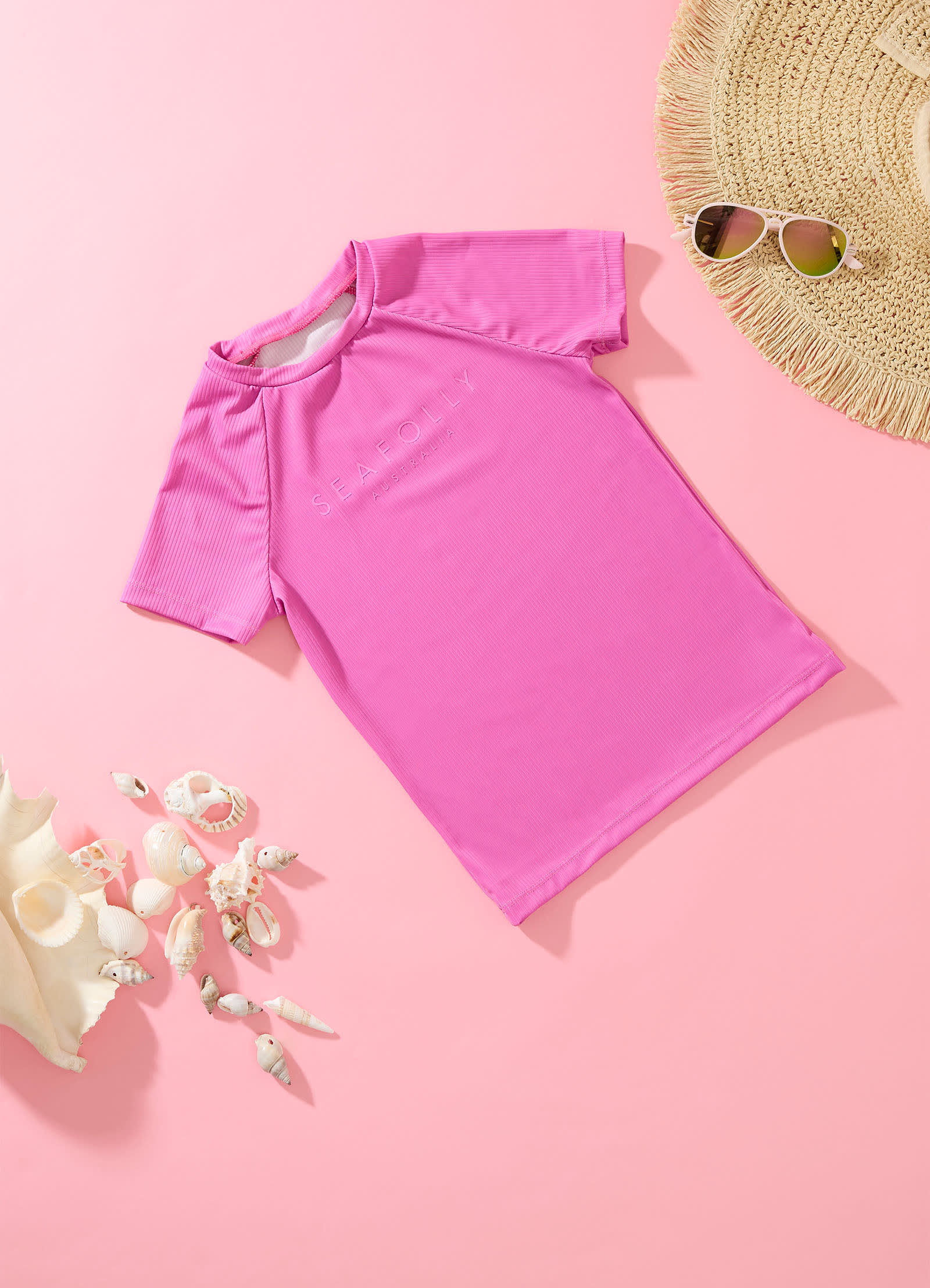 Essential Girls S/S Rash Vest - Pink - Pink view 2