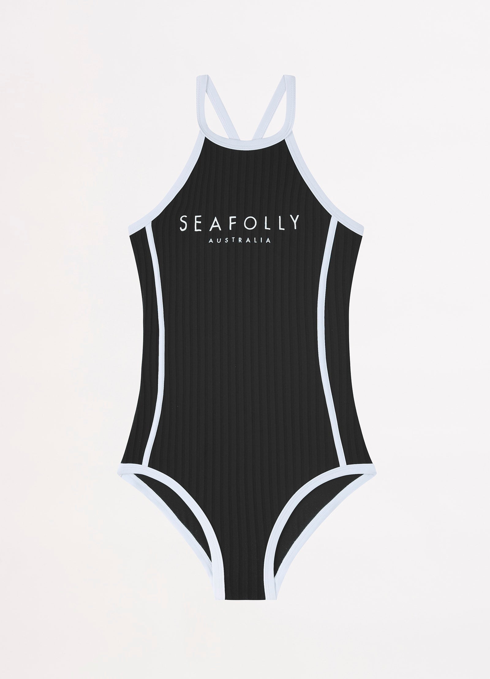 Essentials Girls High Neck One Piece - Black - Black