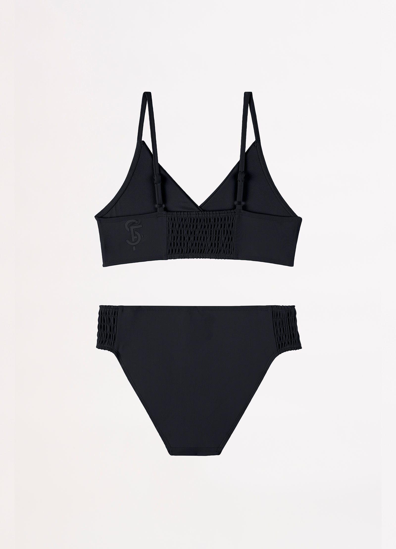 Essentials Girls Shirred Bikini - Black - Black view 2