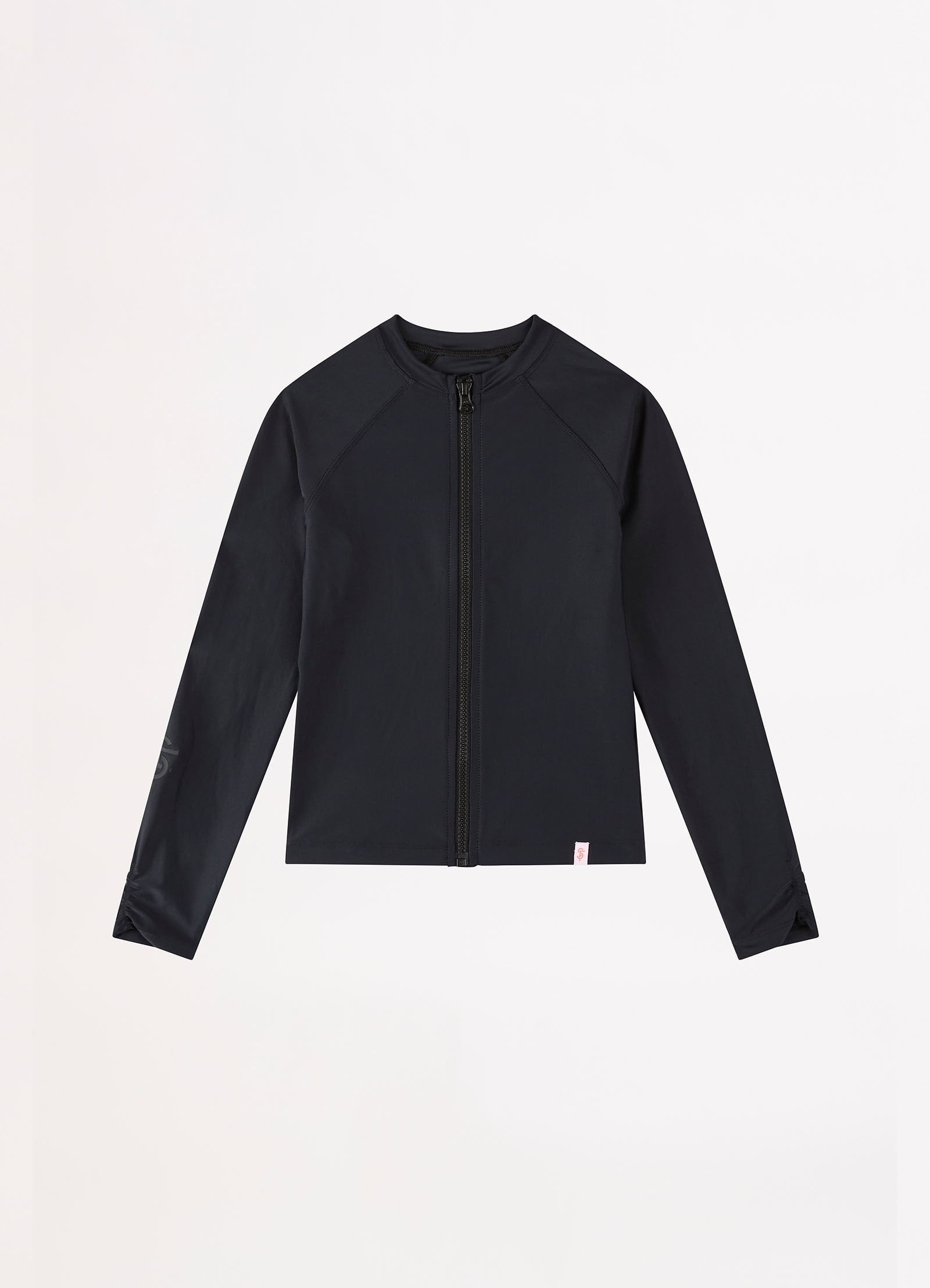 Essentials Girls Zip Front Rashie - Black - Black view 2
