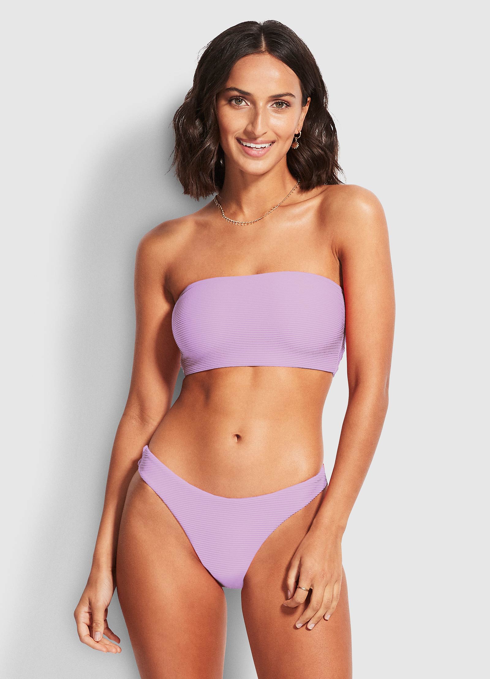 Essentials High Cut Bikini Bottom - Lilac - Lilac