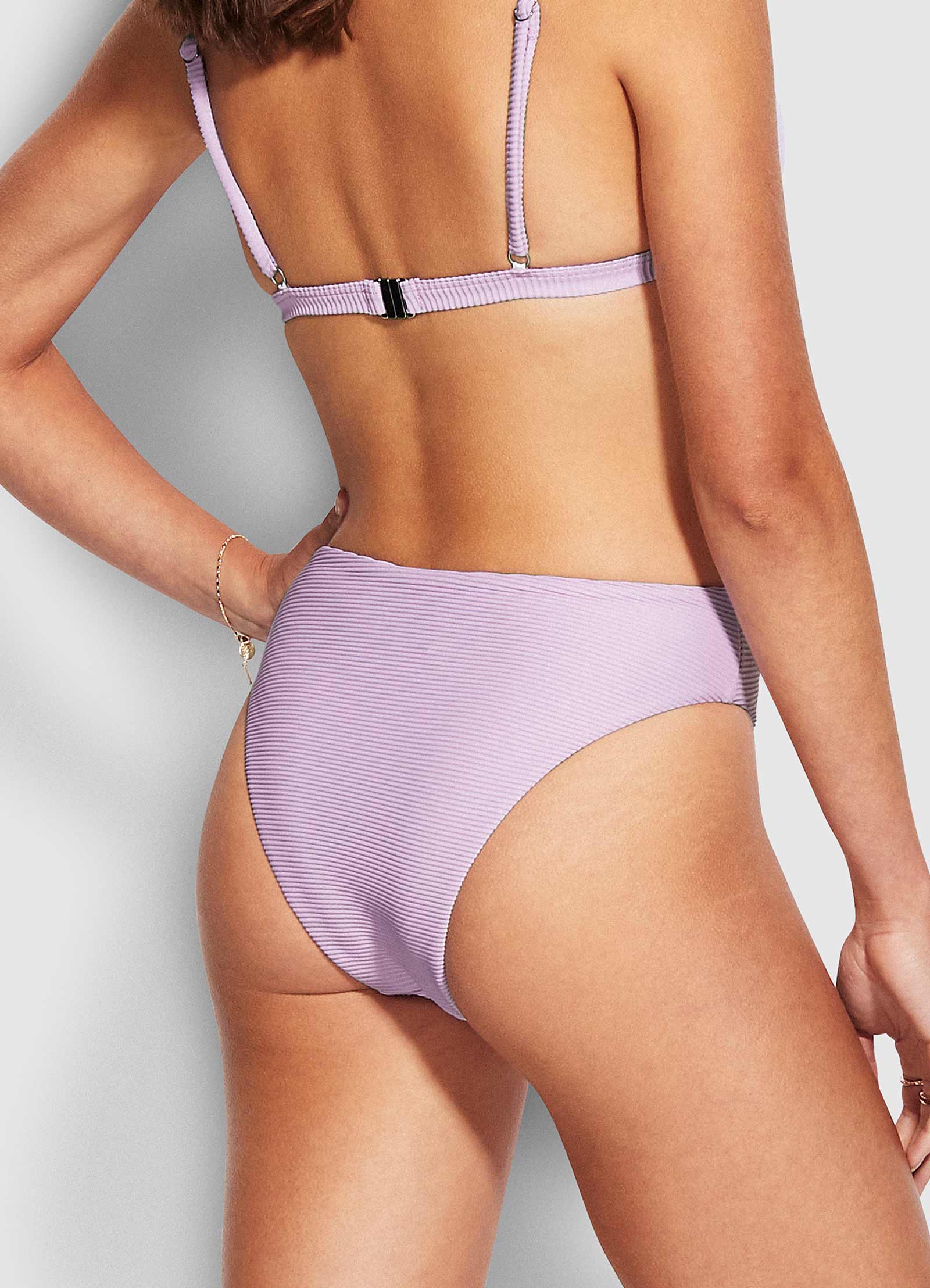Essentials High Rise Bikini Bottom - Lilac - Lilac view 5