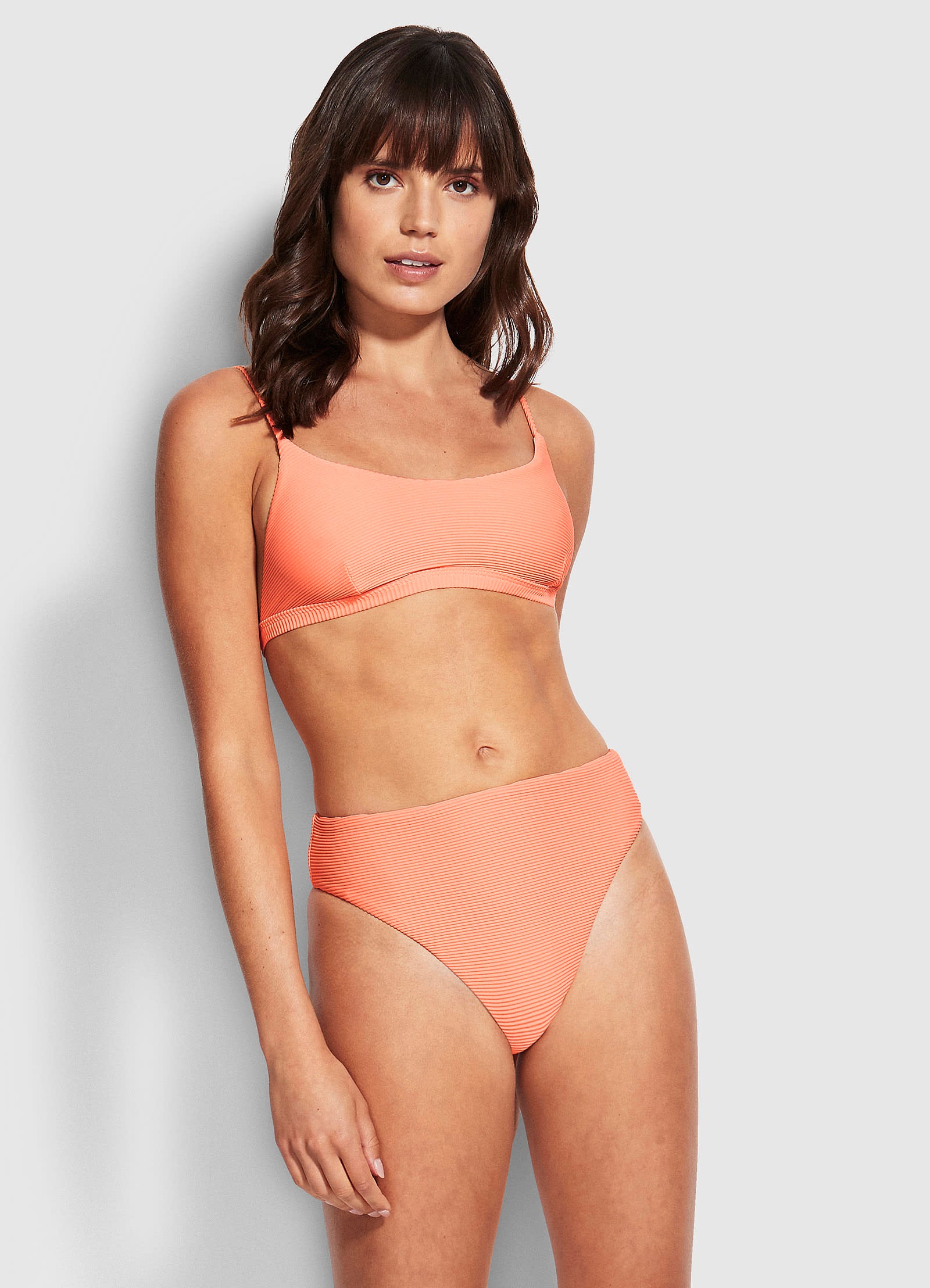 Essentials High Rise Bikini Bottom - Papaya Punch - Papaya Punch