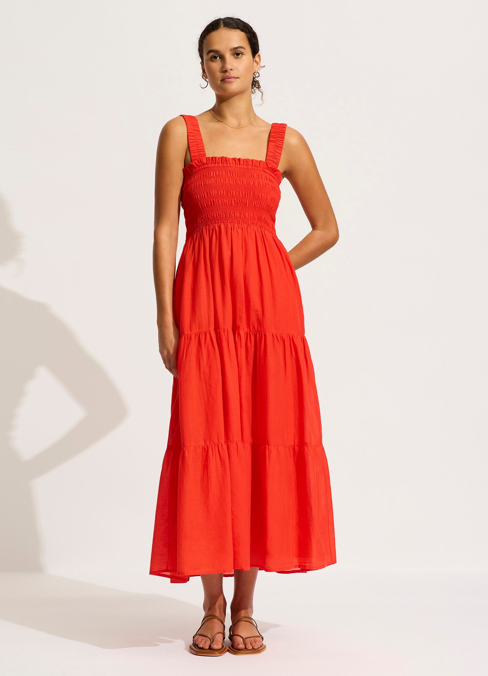 Faithful Midi Dress - Flame - Flame