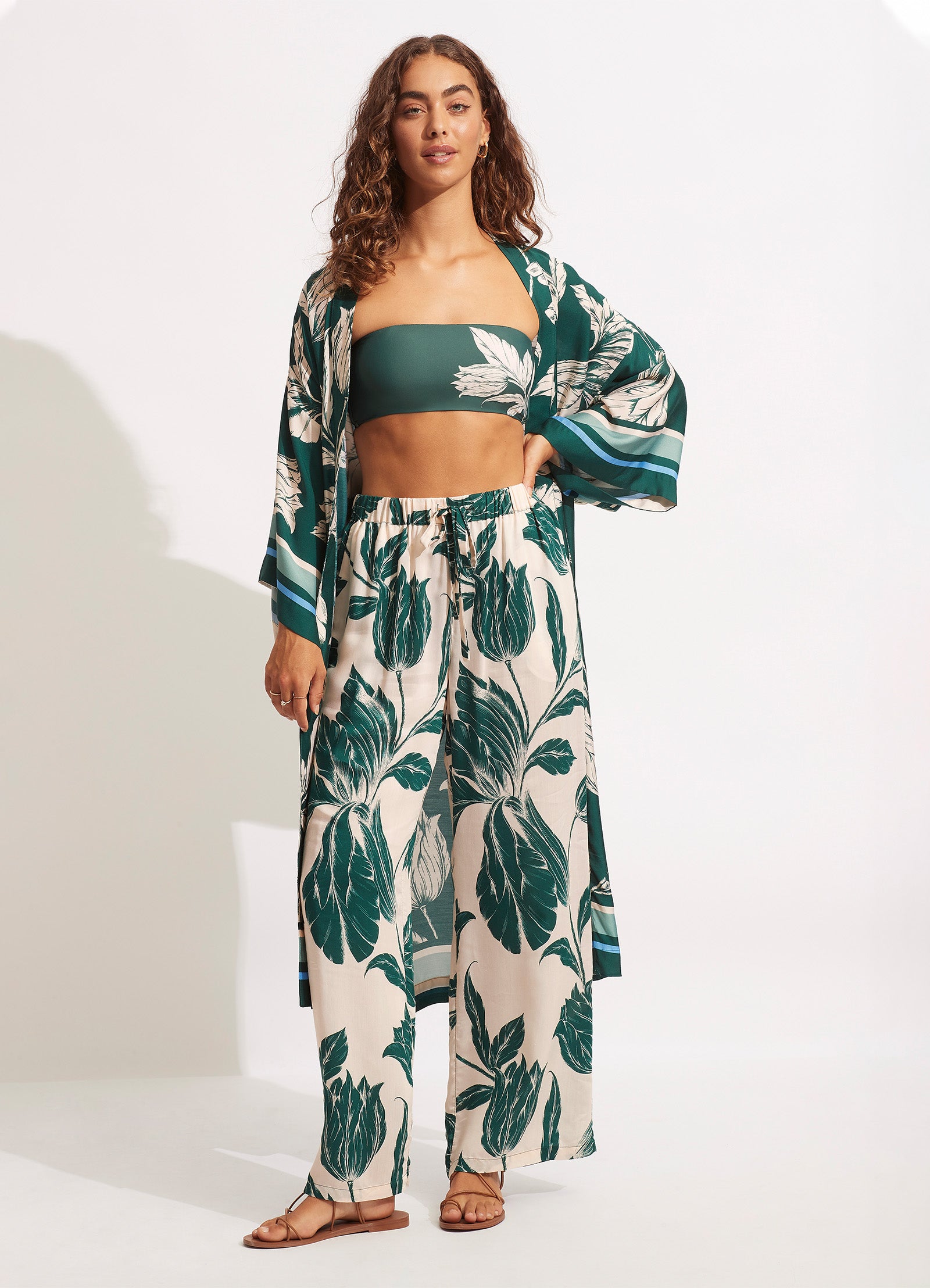 Fleur de Bloom Kimono - Evergreen - Evergreen view 2