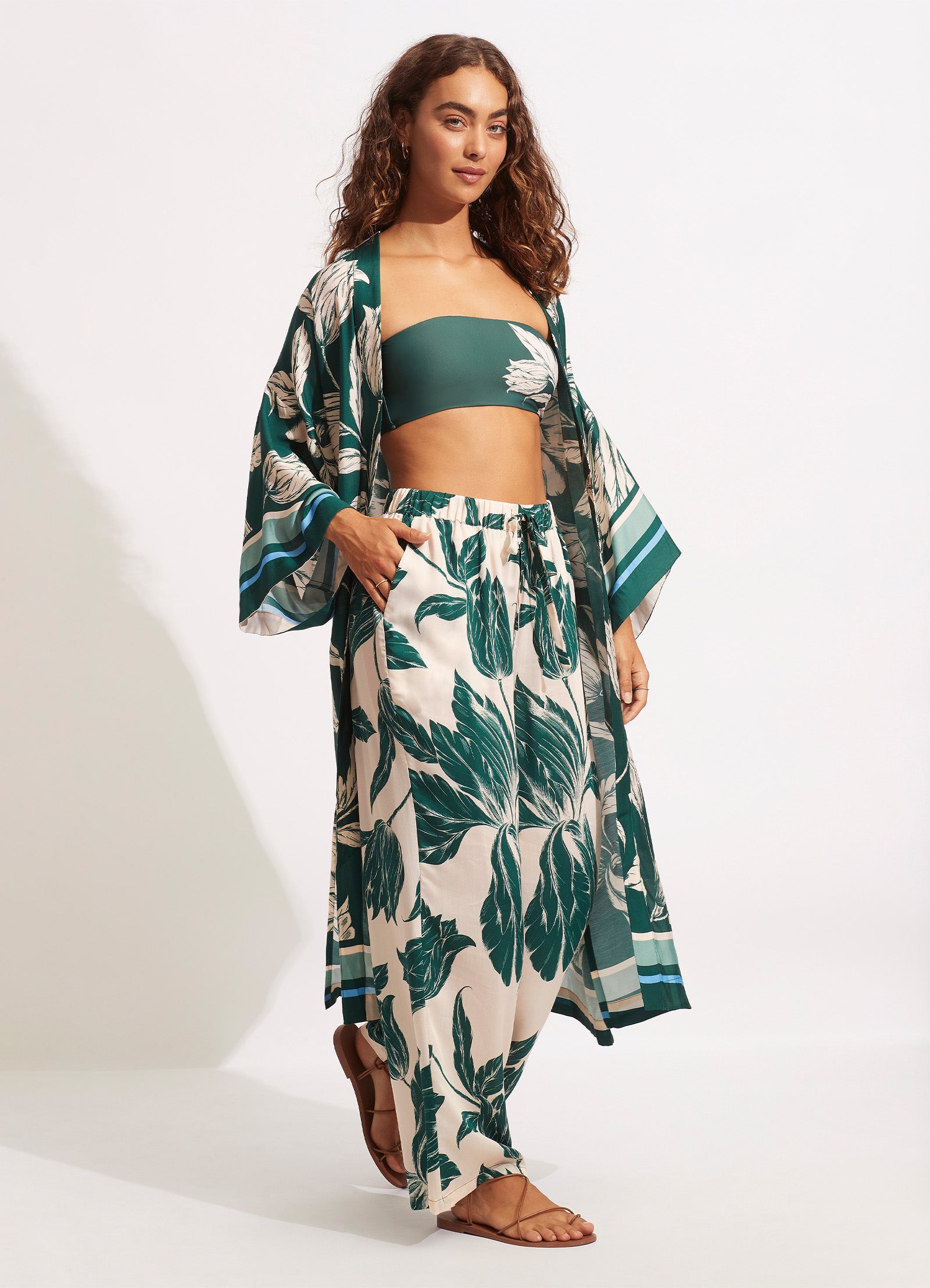 Fleur de Bloom Kimono - Evergreen - Evergreen view 3