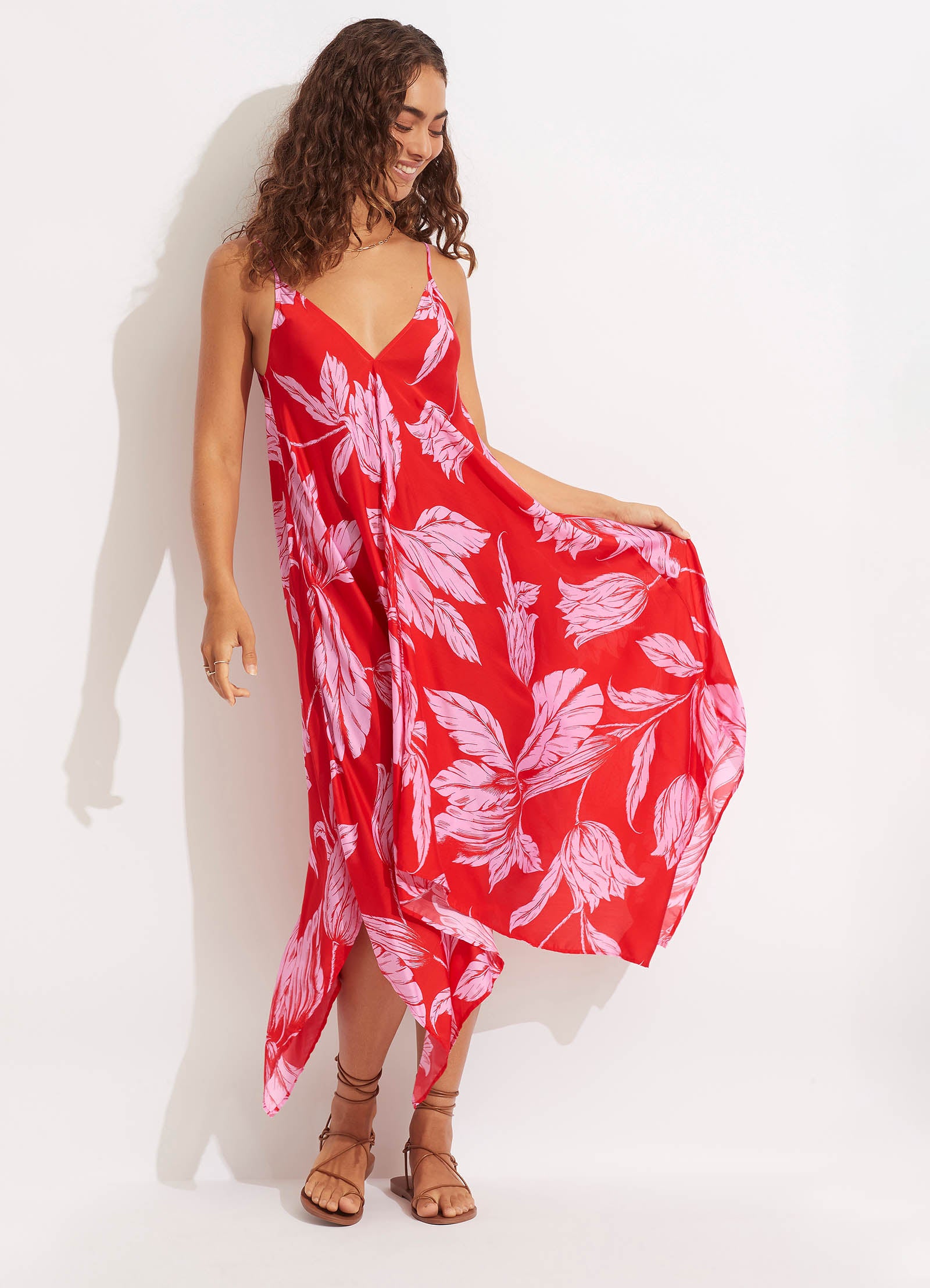 Fleur De Bloom Scarf Dress - Chilli - Chilli
