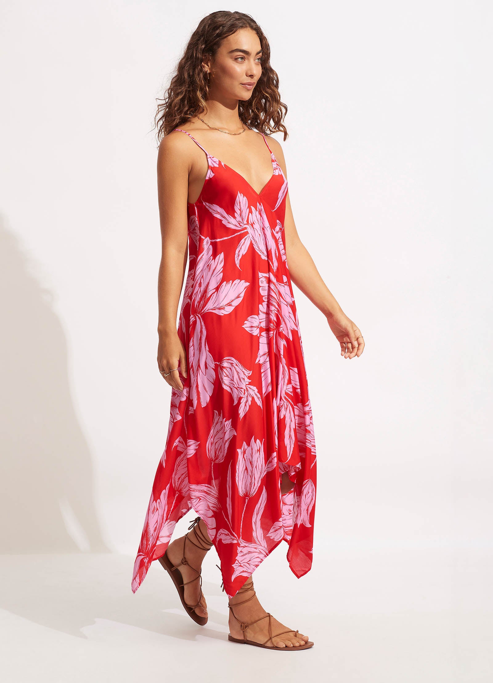 Fleur De Bloom Scarf Dress - Chilli - Chilli view 3