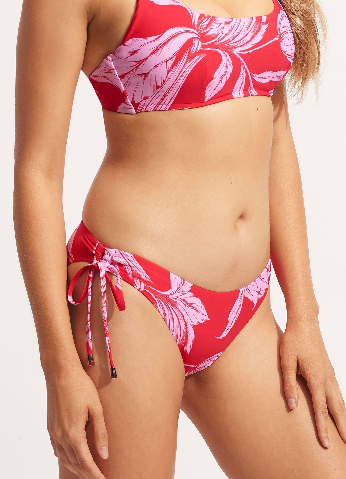 Fleur de Bloom Tie Side Bikini Bottom - Chilli Red - Chilli Red view 4
