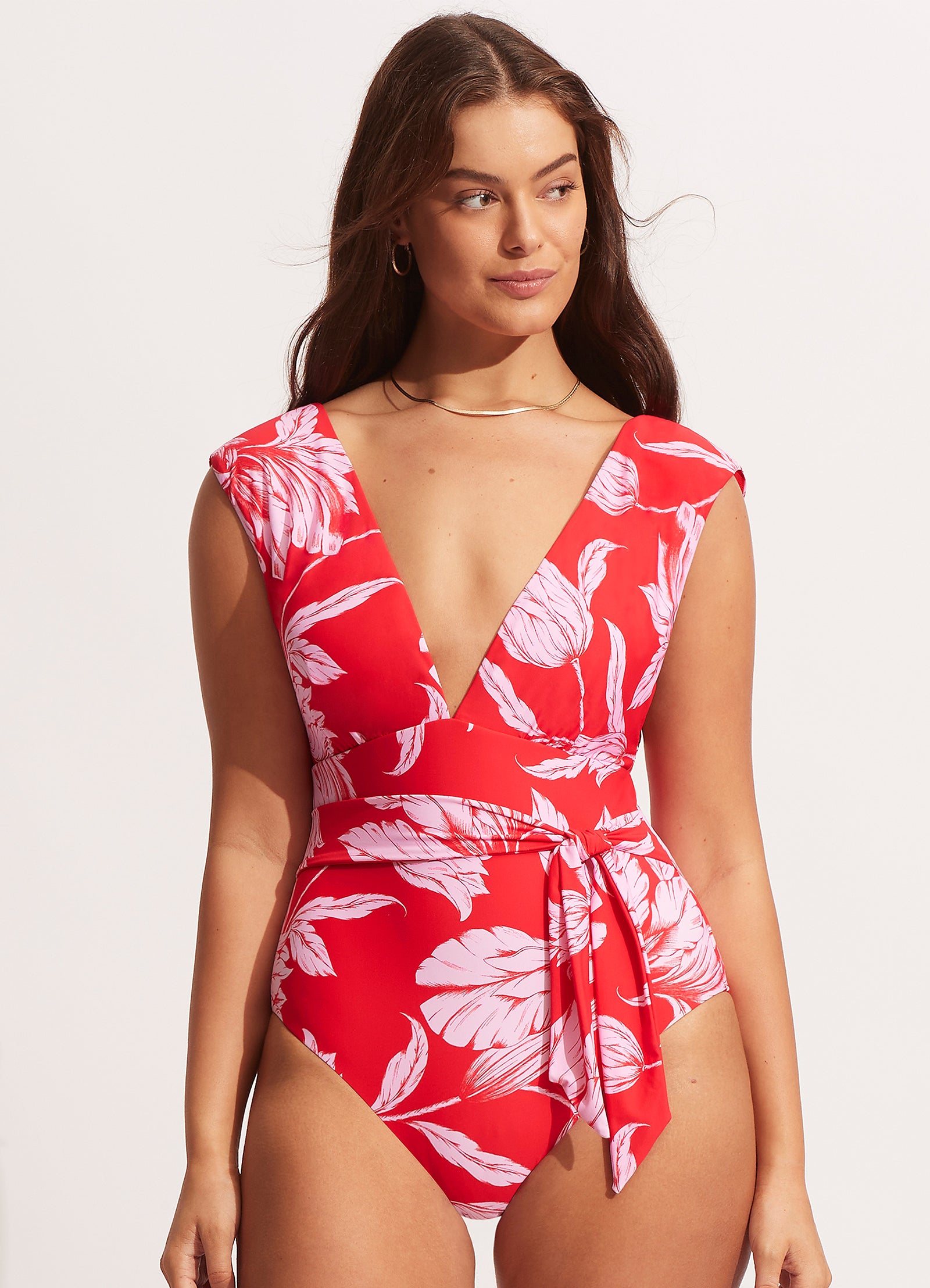 Fleur de Bloom V Neck One piece - Chilli Red - Chilli Red view 2