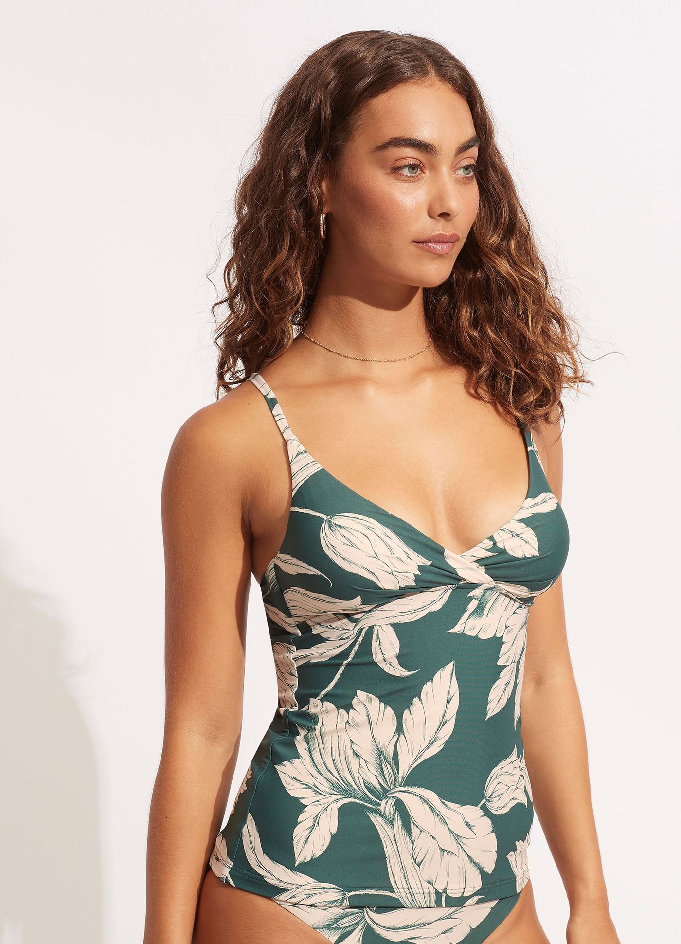 Fleur de Bloom Wrap Front Singlet - Evergreen - Evergreen view 3