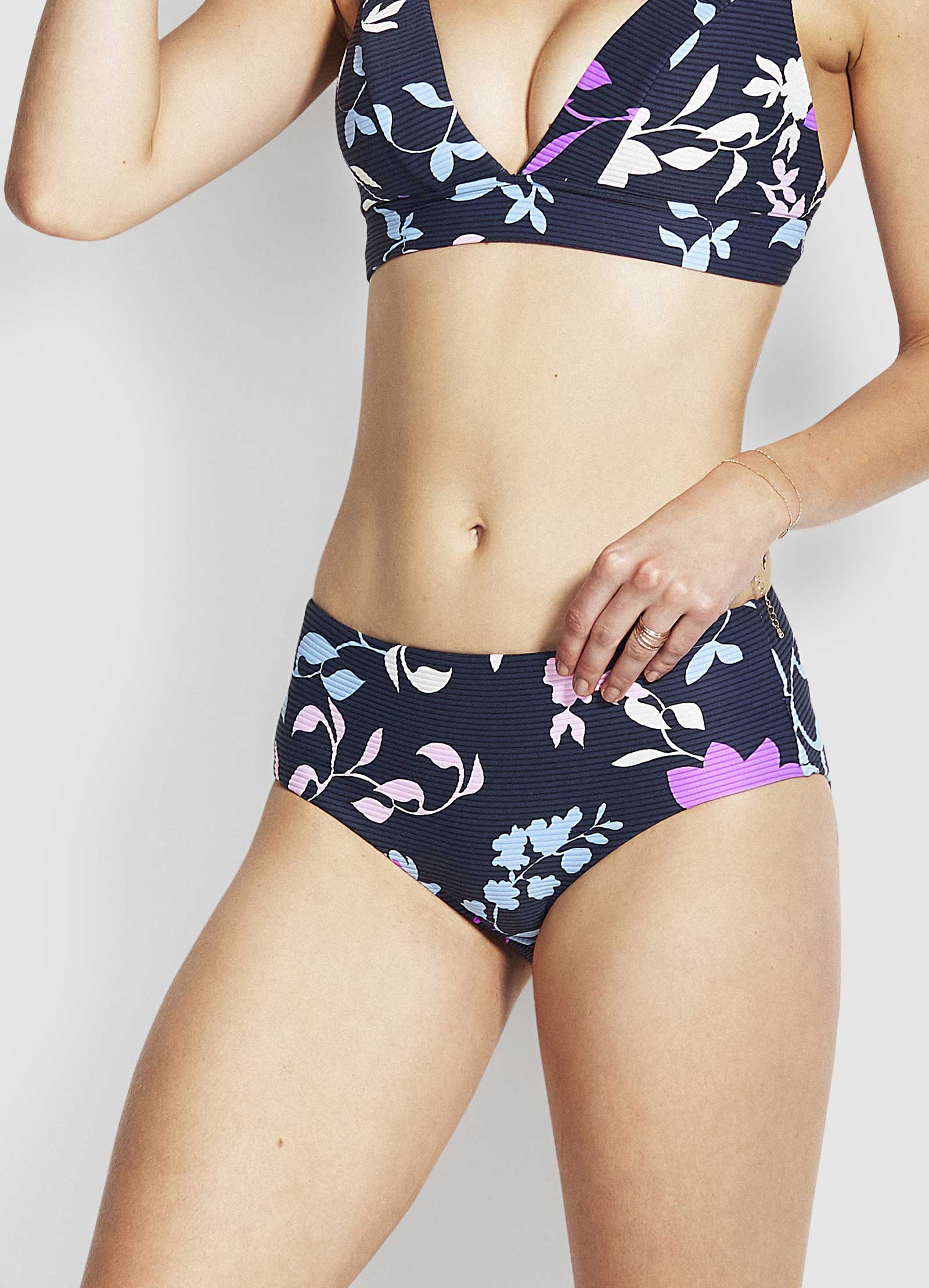 Florence Wide Side Retro Bikini Bottom - Indigo - Indigo view 3