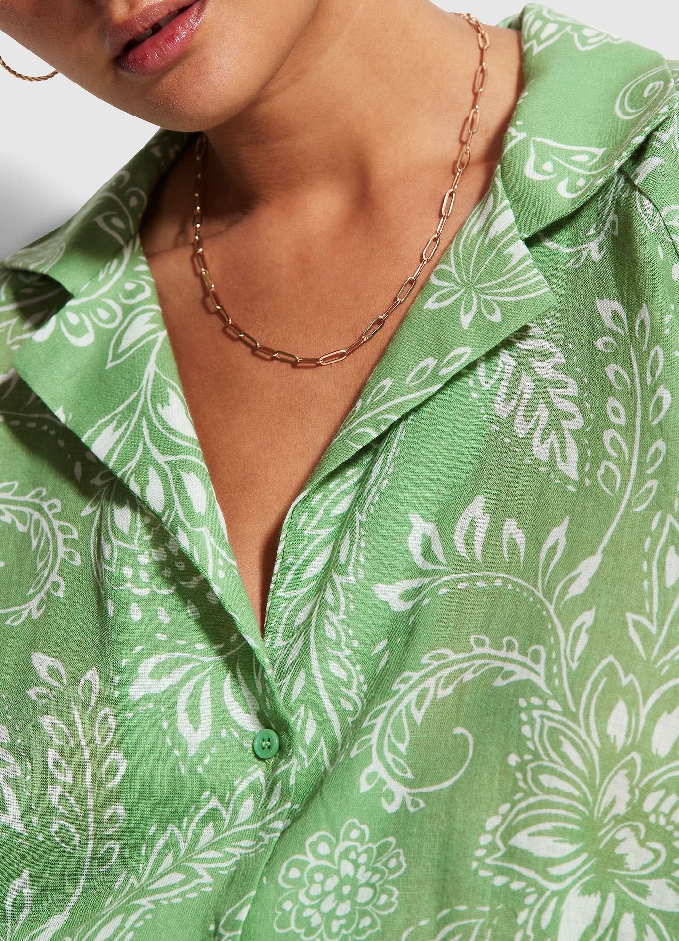Folklore Crop Shirt - Green Tea - Green Tea view 4